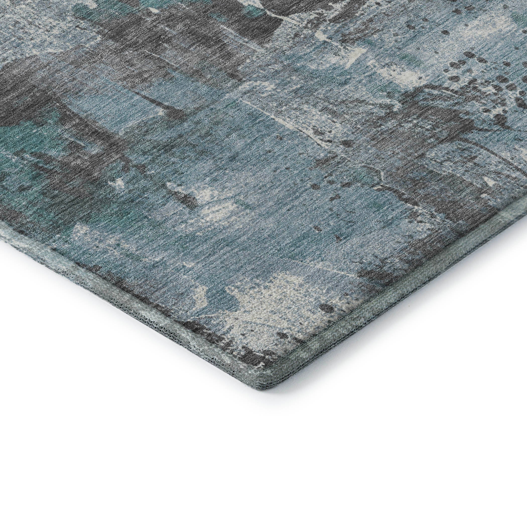 Tbilisi Machine Washable Transitional Teal Rug 1'8" x 2'6" #shape_Rectangle