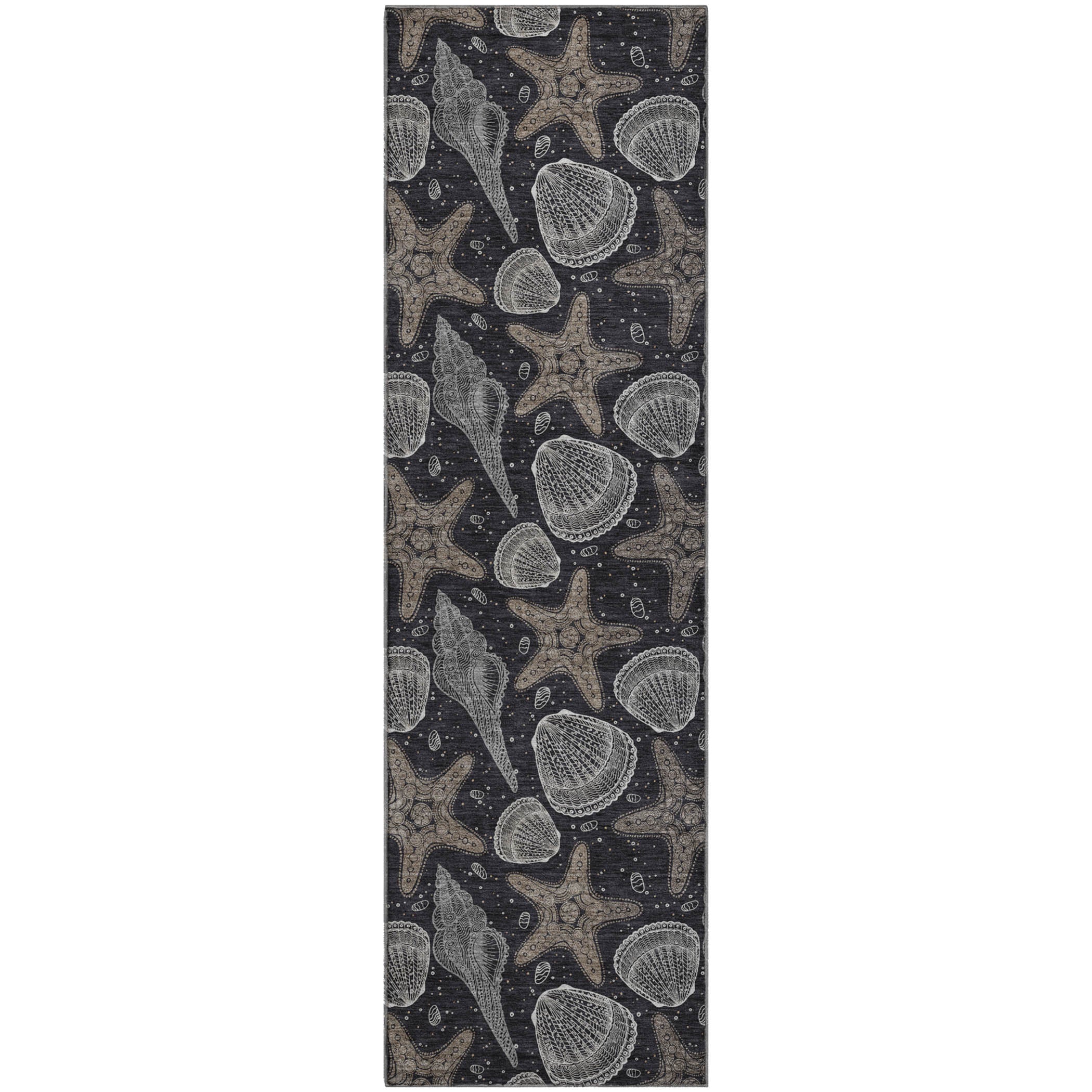 Mdina Machine Washable Coastal Midnight Black Rug 2'3" x 7'6" #shape_Runner