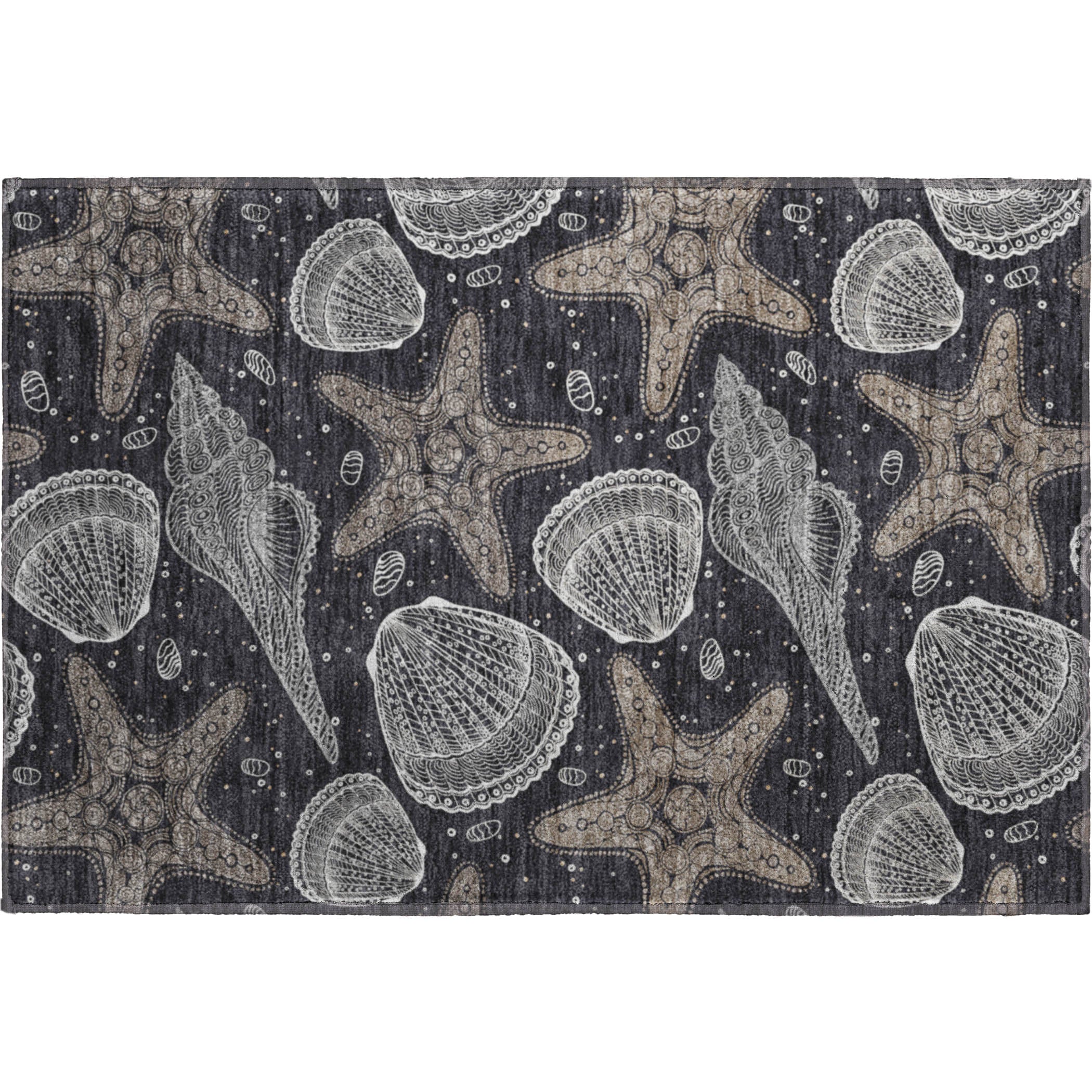 Mdina Machine Washable Coastal Midnight Black Rug 1'8" x 2'6" #shape_Rectangle