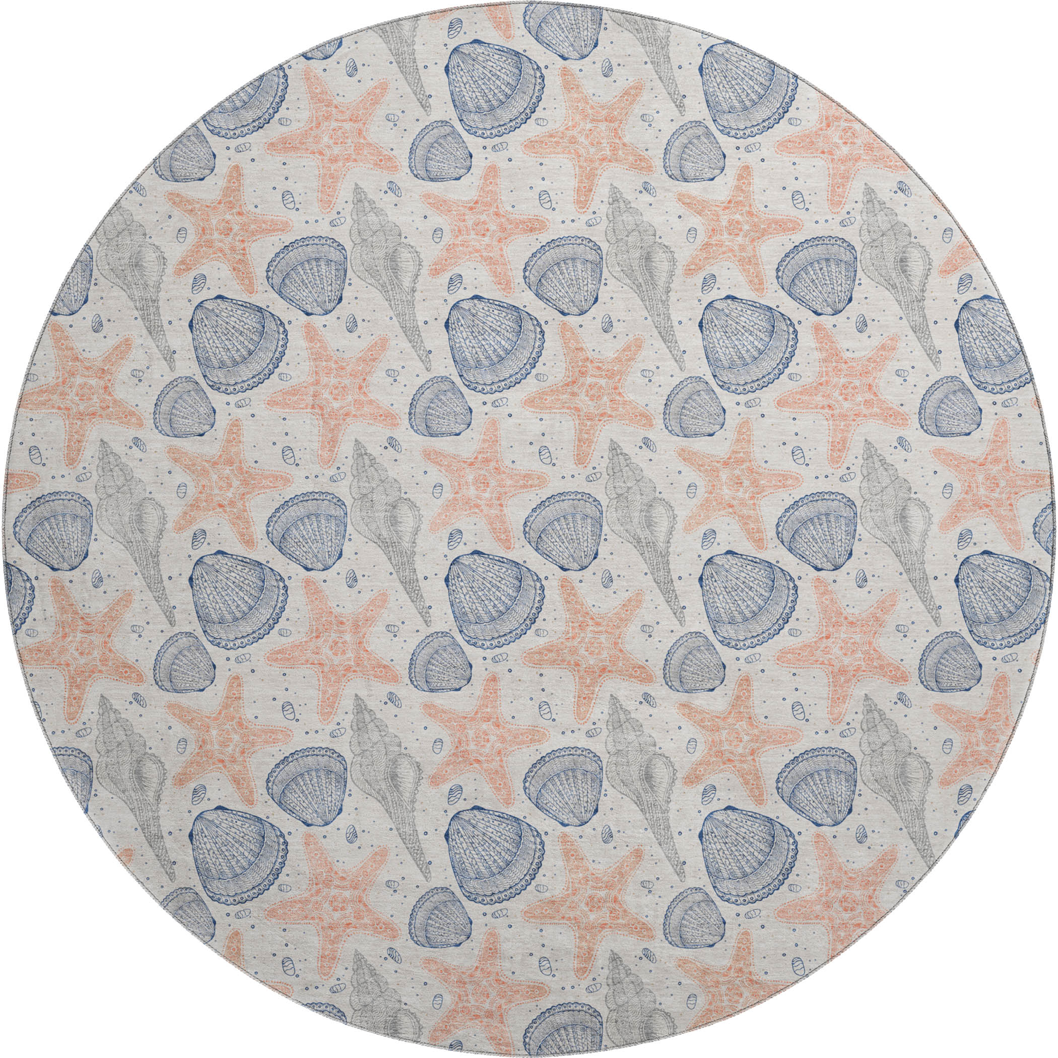 Mdina Machine Washable Coastal Peach Beige Rug 8' x 8' #shape_Round