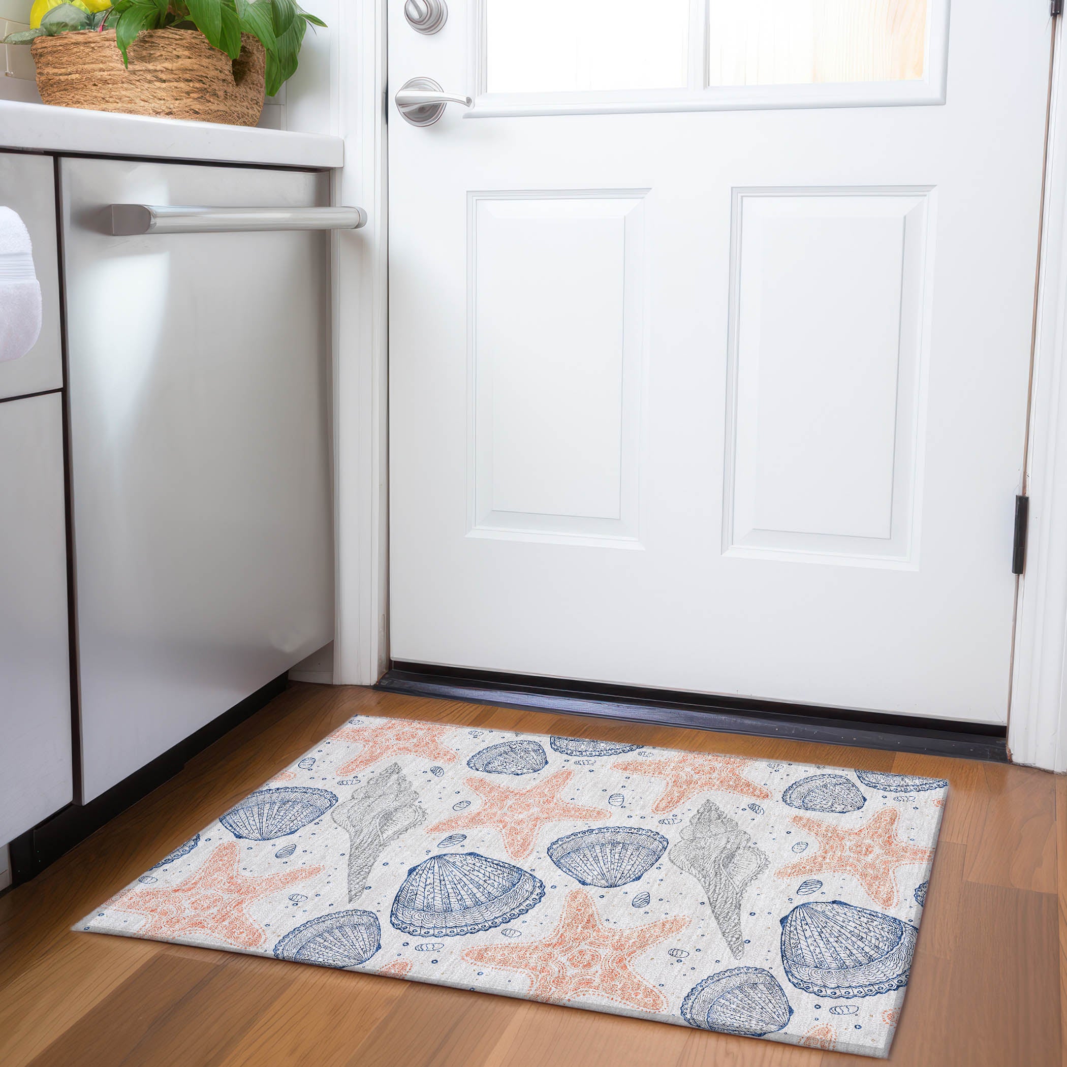 Mdina Machine Washable Coastal Peach Beige Rug 1'8" x 2'6" #shape_Rectangle