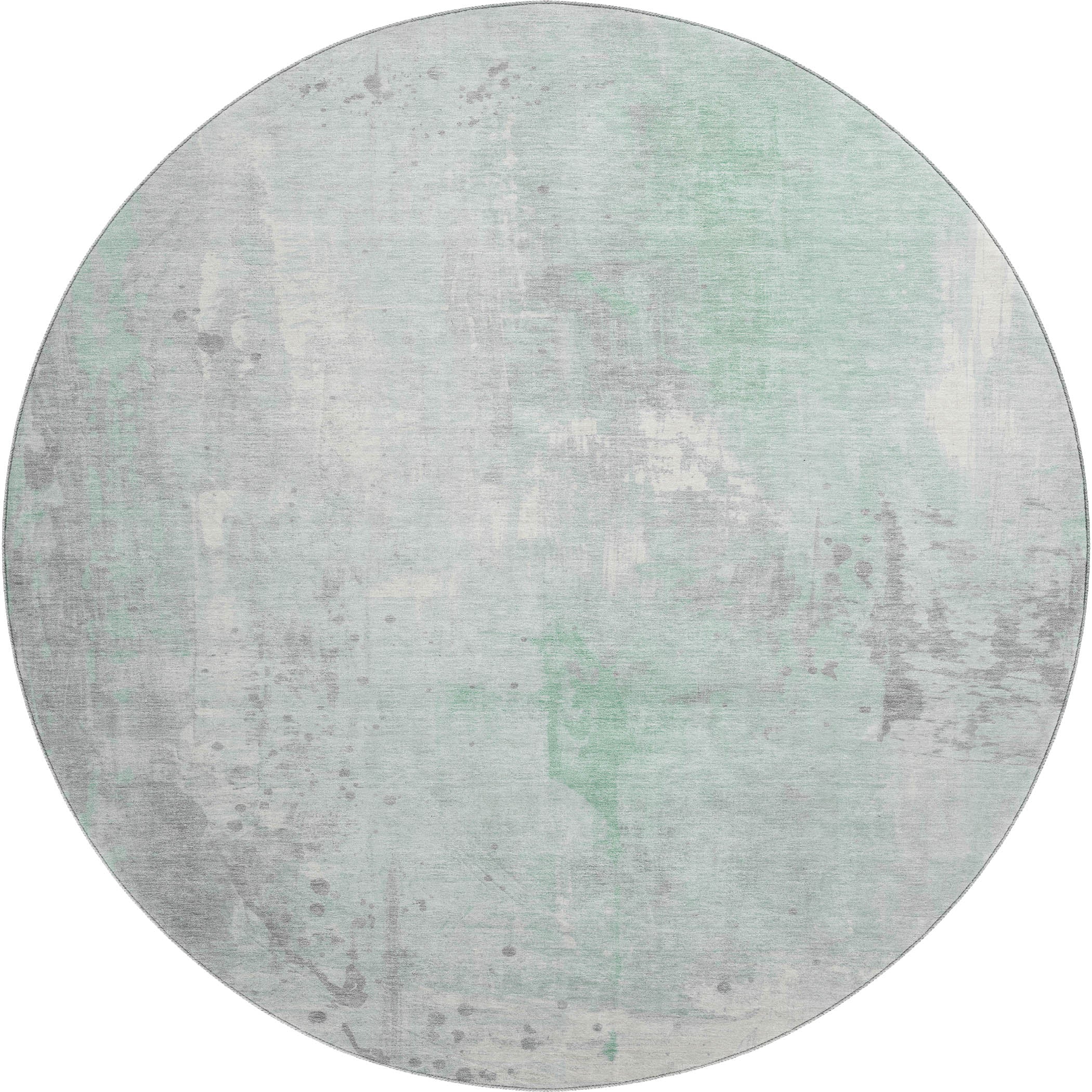 Havana Machine Washable Transitional Mint Green Rug 8' x 8' #shape_Round