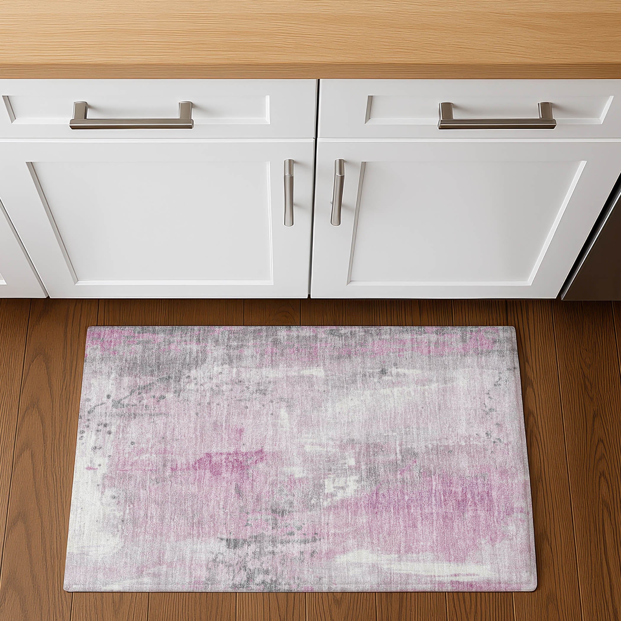 Havana Machine Washable Transitional Pink Rug 1'8" x 2'6" #shape_Rectangle