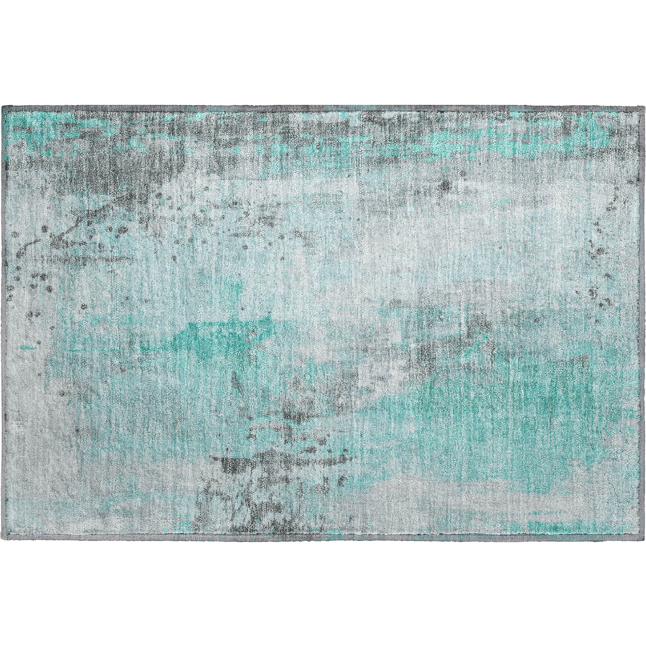 Havana Machine Washable Transitional Teal Rug 1'8" x 2'6" #shape_Rectangle