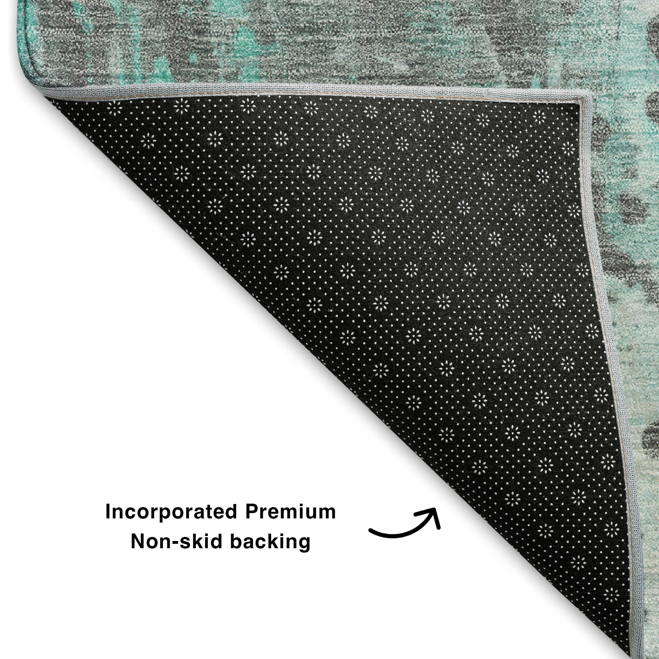 Havana Machine Washable Transitional Teal Rug 1'8" x 2'6" #shape_Rectangle
