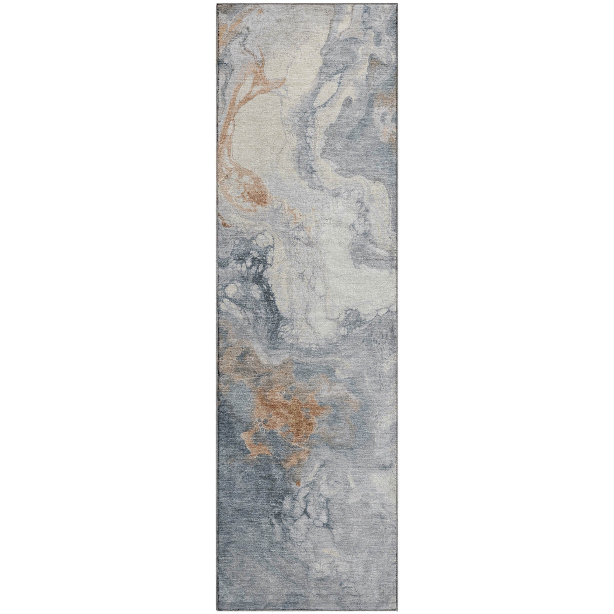 Mdina Machine Washable Transitional Gray Rug 2'3" x 7'6" #shape_Runner