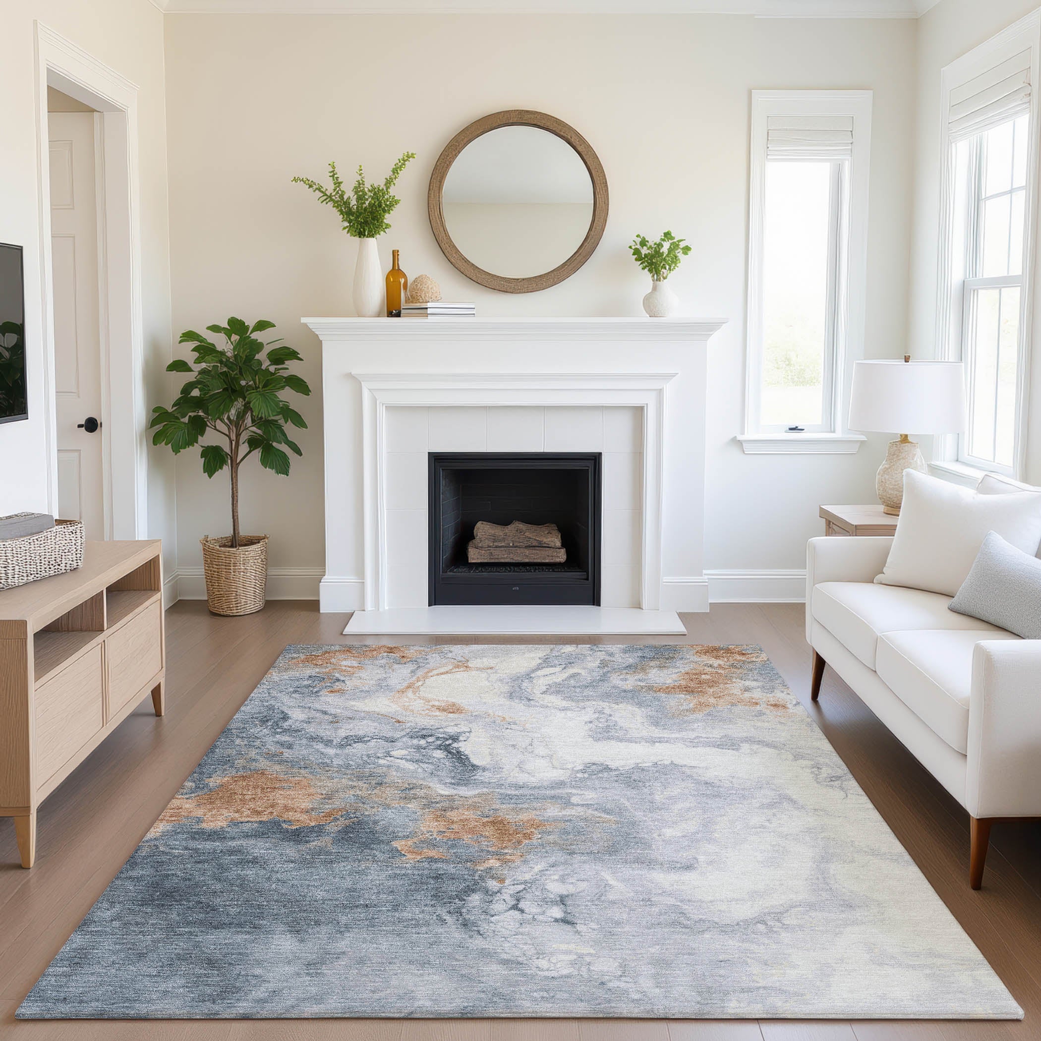 Mdina Machine Washable Transitional Gray Rug 2'6" x 3'10" #shape_Rectangle