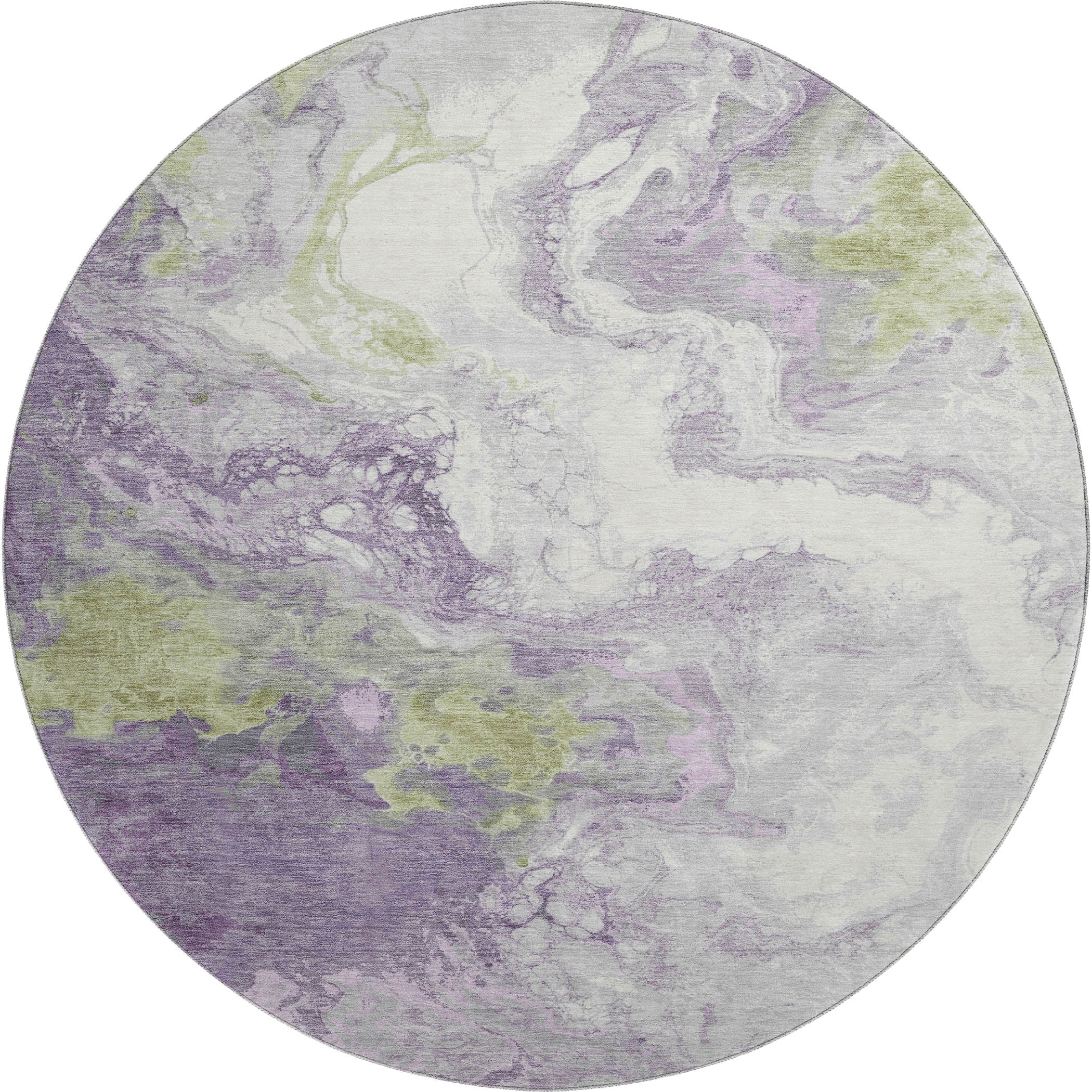 Mdina Machine Washable Transitional Lavender Purple Rug 8' x 8' #shape_Round