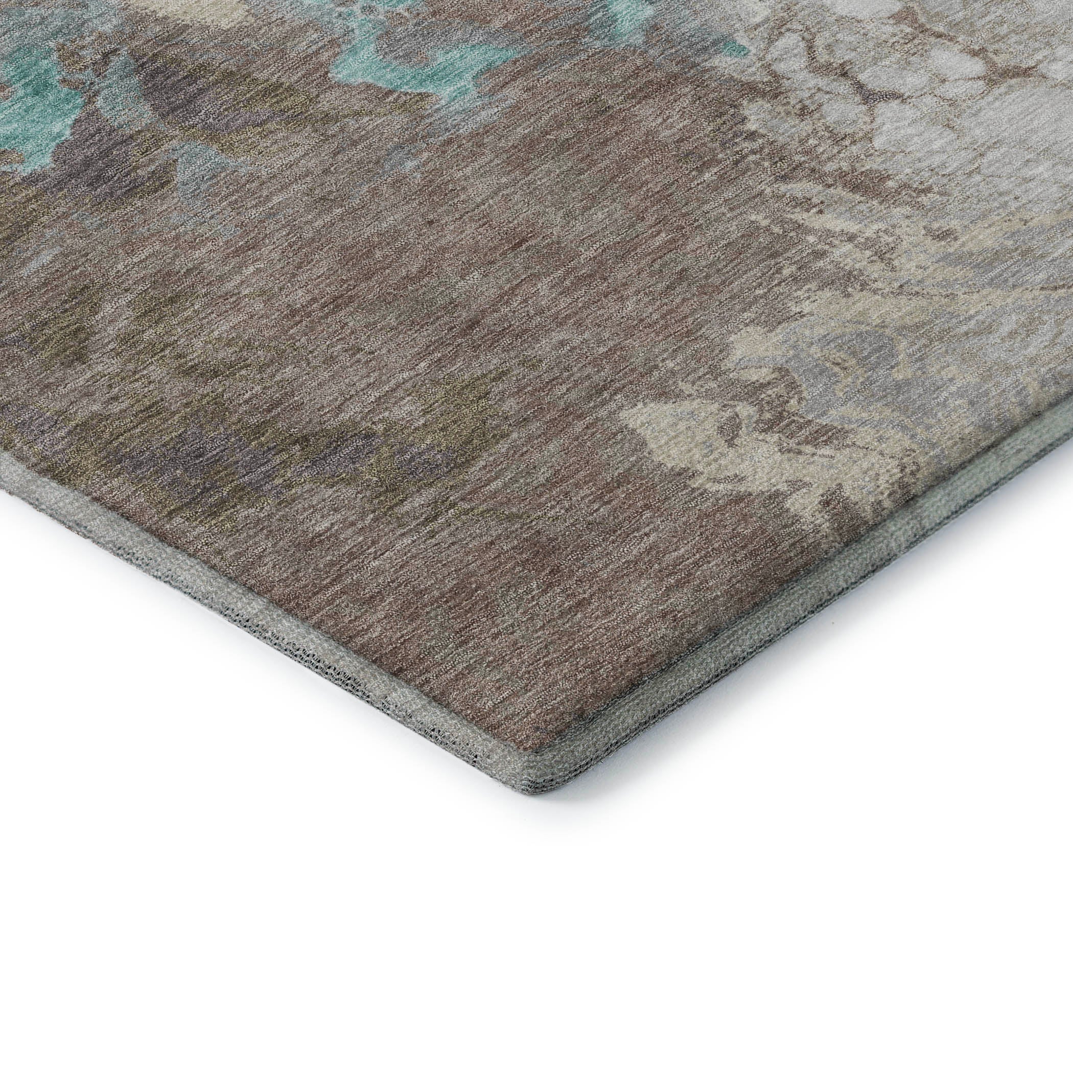 Mdina Machine Washable Transitional Teal Rug 1'8" x 2'6" #shape_Rectangle