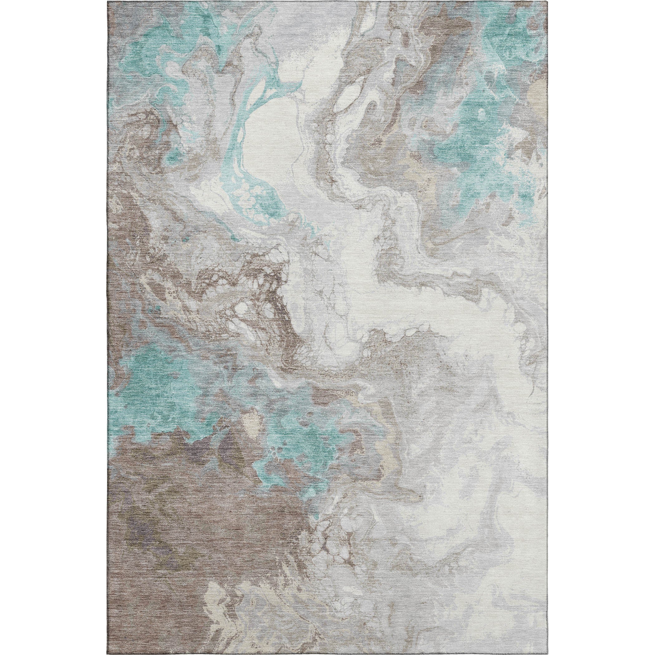 Mdina Machine Washable Transitional Teal Rug 2'6" x 3'10" #shape_Rectangle