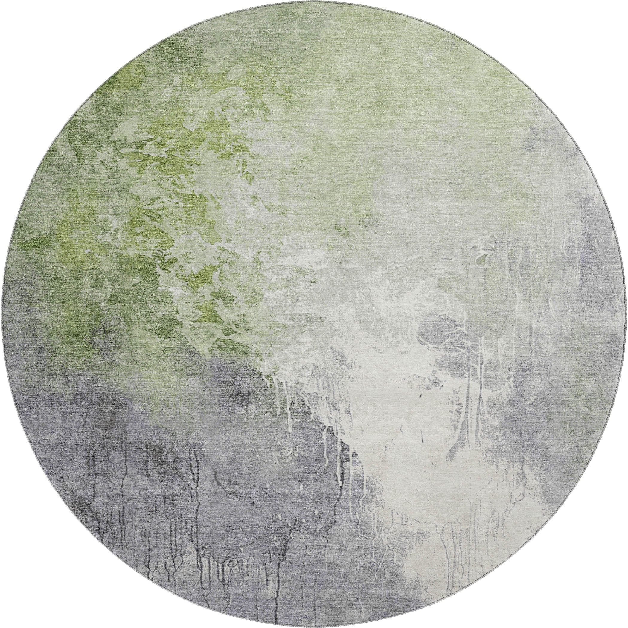 Sintra Machine Washable Transitional Aloe Green Rug 8' x 8' #shape_Round