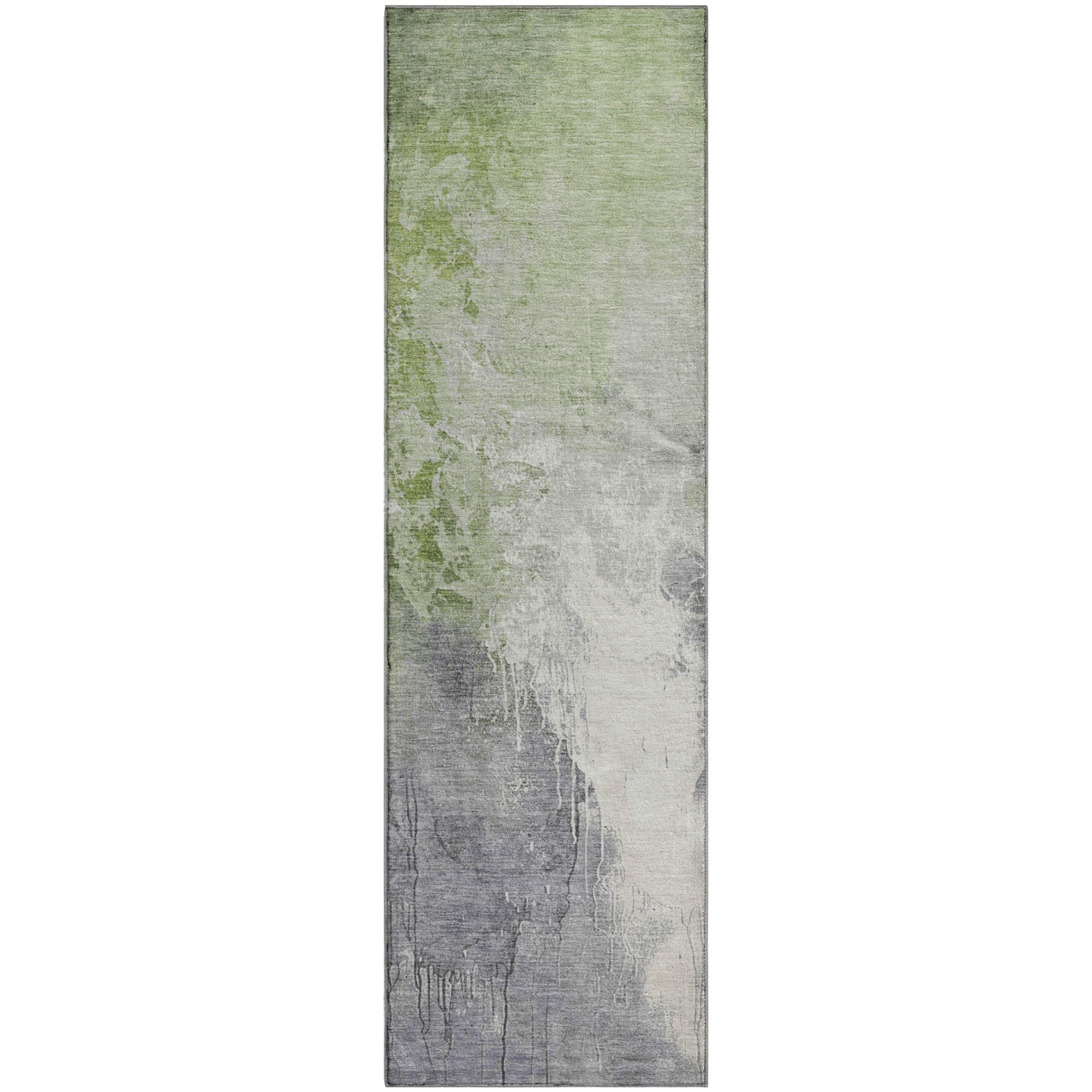 Sintra Machine Washable Transitional Aloe Green Rug 2'3" x 7'6" #shape_Runner