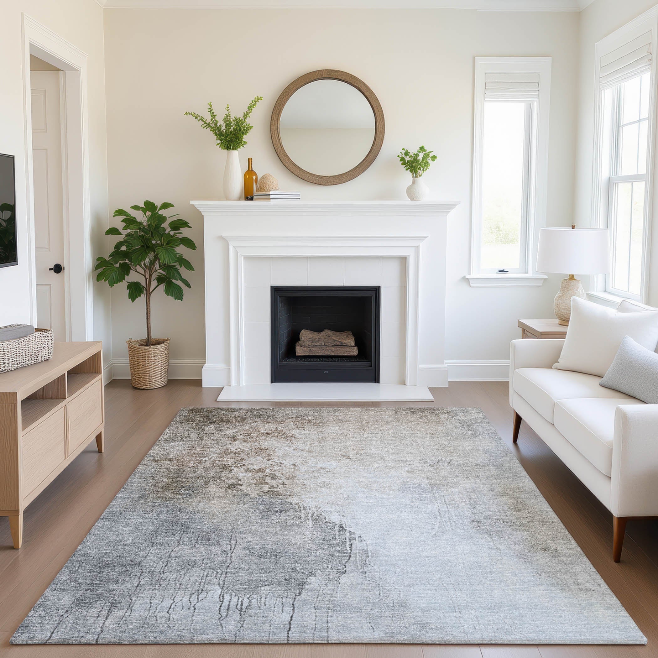 Sintra Machine Washable Transitional Beige Brown Rug 2'6" x 3'10" #shape_Rectangle