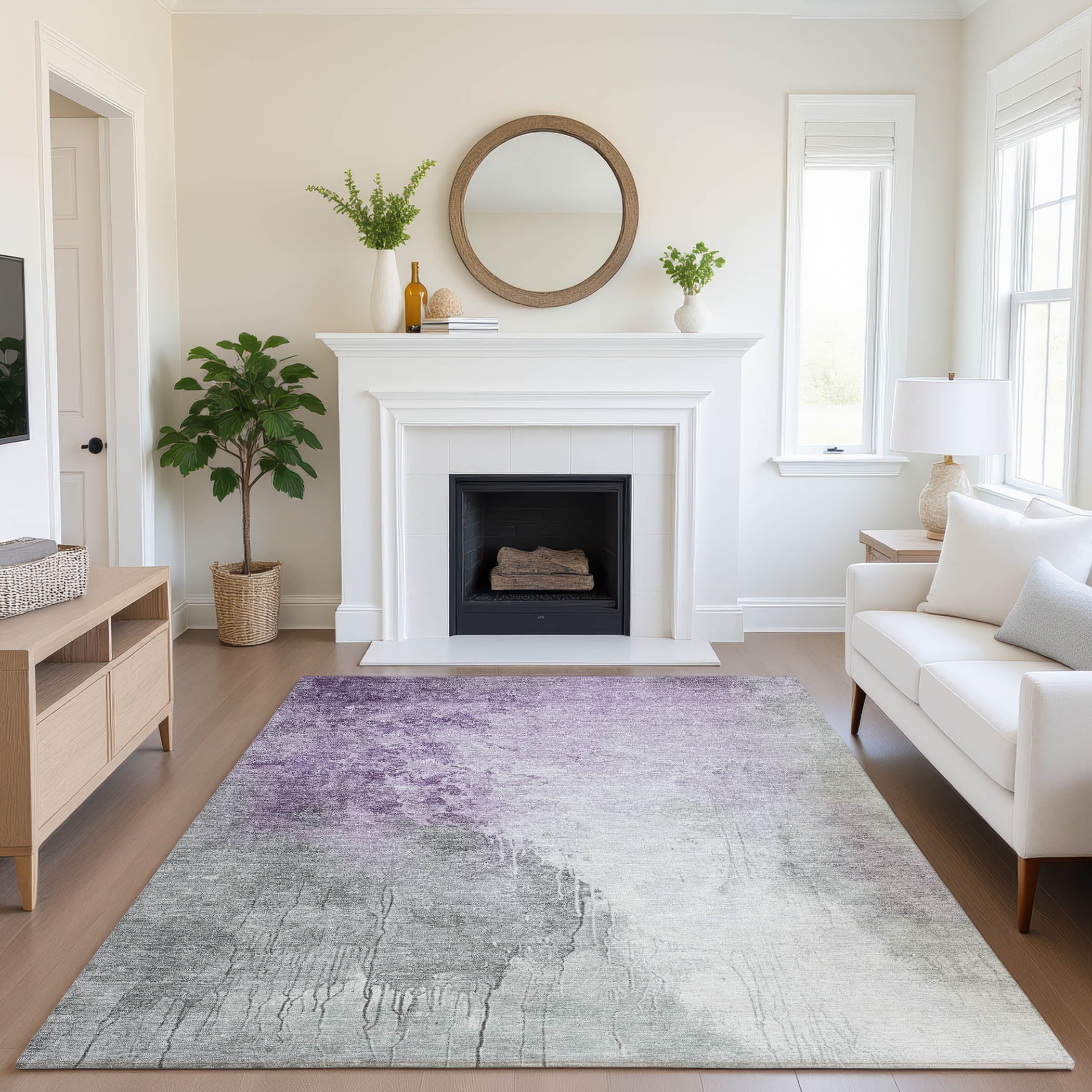 Sintra Machine Washable Transitional Lavender Purple Rug 2'6" x 3'10" #shape_Rectangle