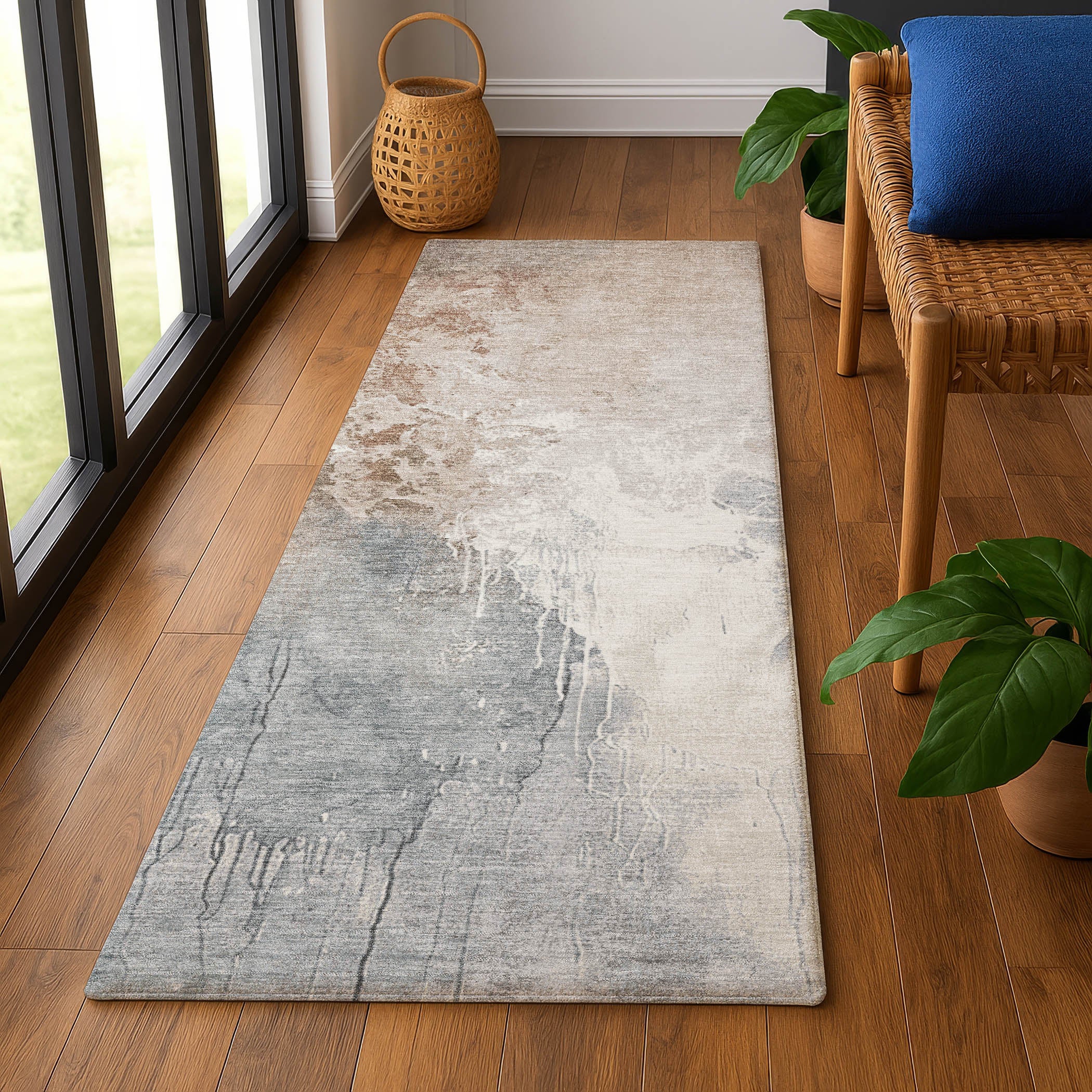 Sintra Machine Washable Transitional Paprika Orange Rug 2'3" x 7'6" #shape_Runner