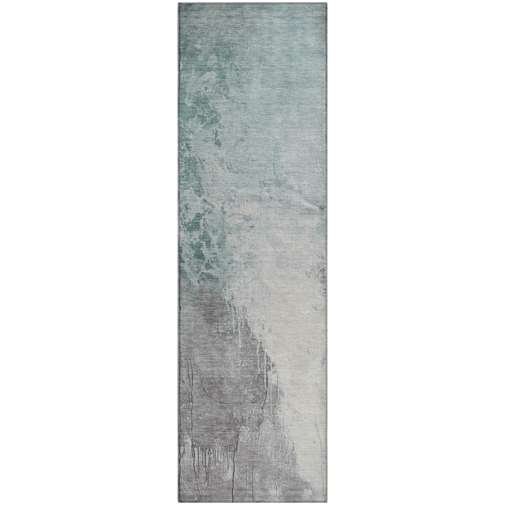 Sintra Machine Washable Transitional Seafoam Blue Rug 2'3" x 7'6" #shape_Runner