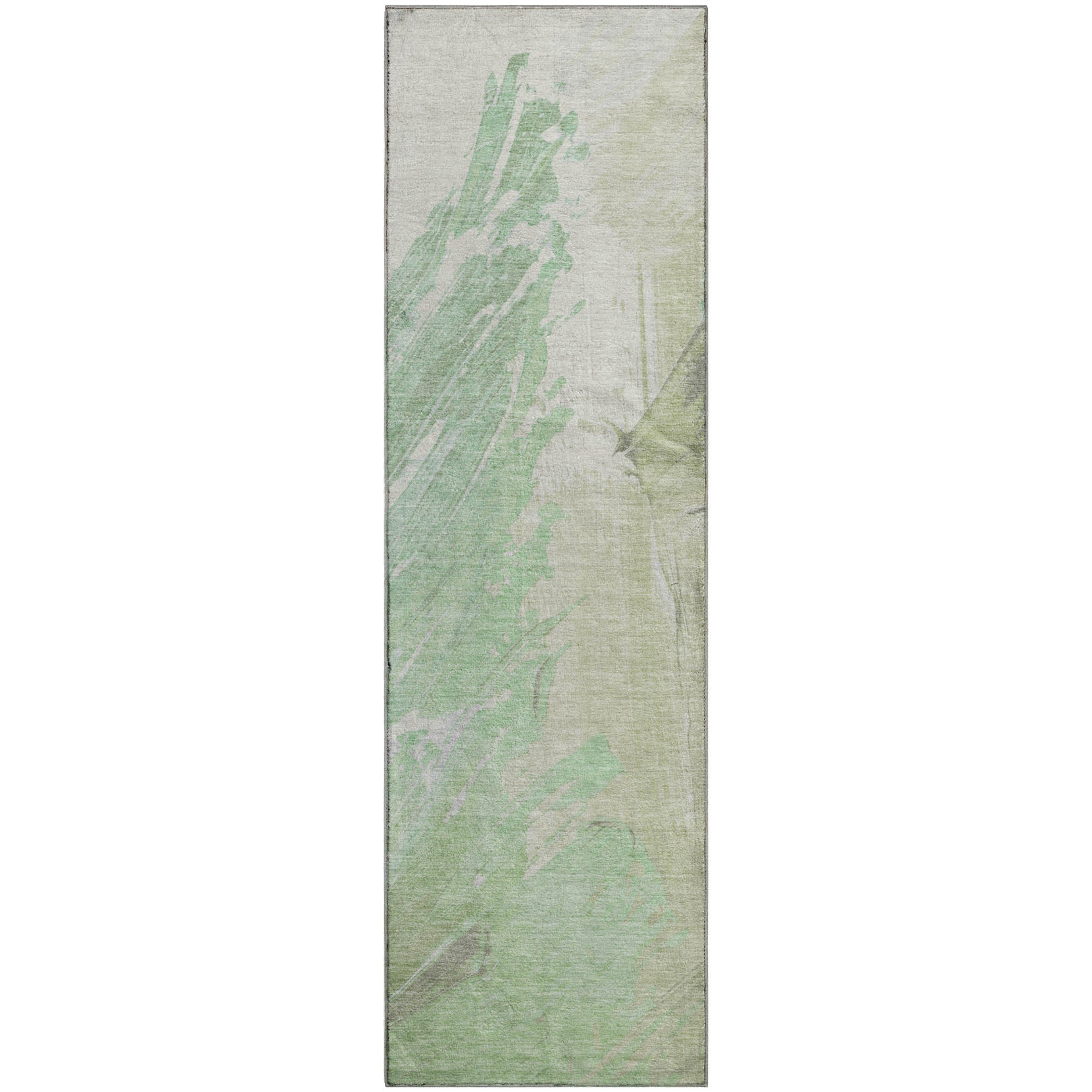 Queenstown Machine Washable Transitional Aloe Green Rug 2'3" x 7'6" #shape_Runner