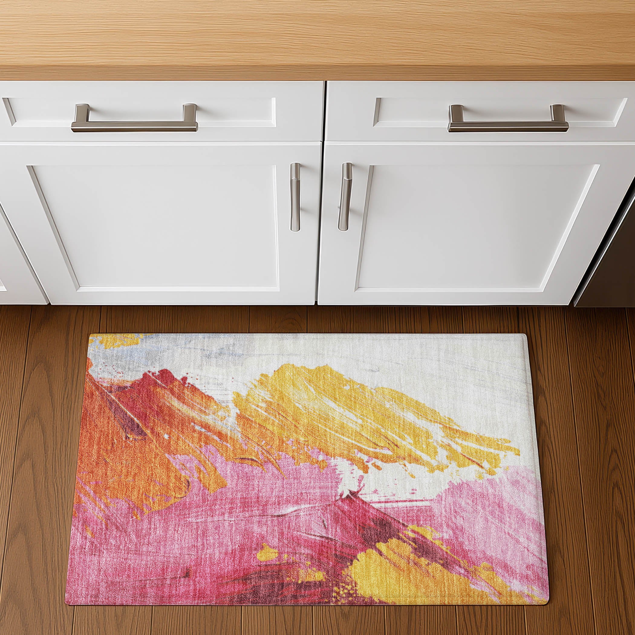 Queenstown Machine Washable Transitional Blush Pink Rug 1'8" x 2'6" #shape_Rectangle