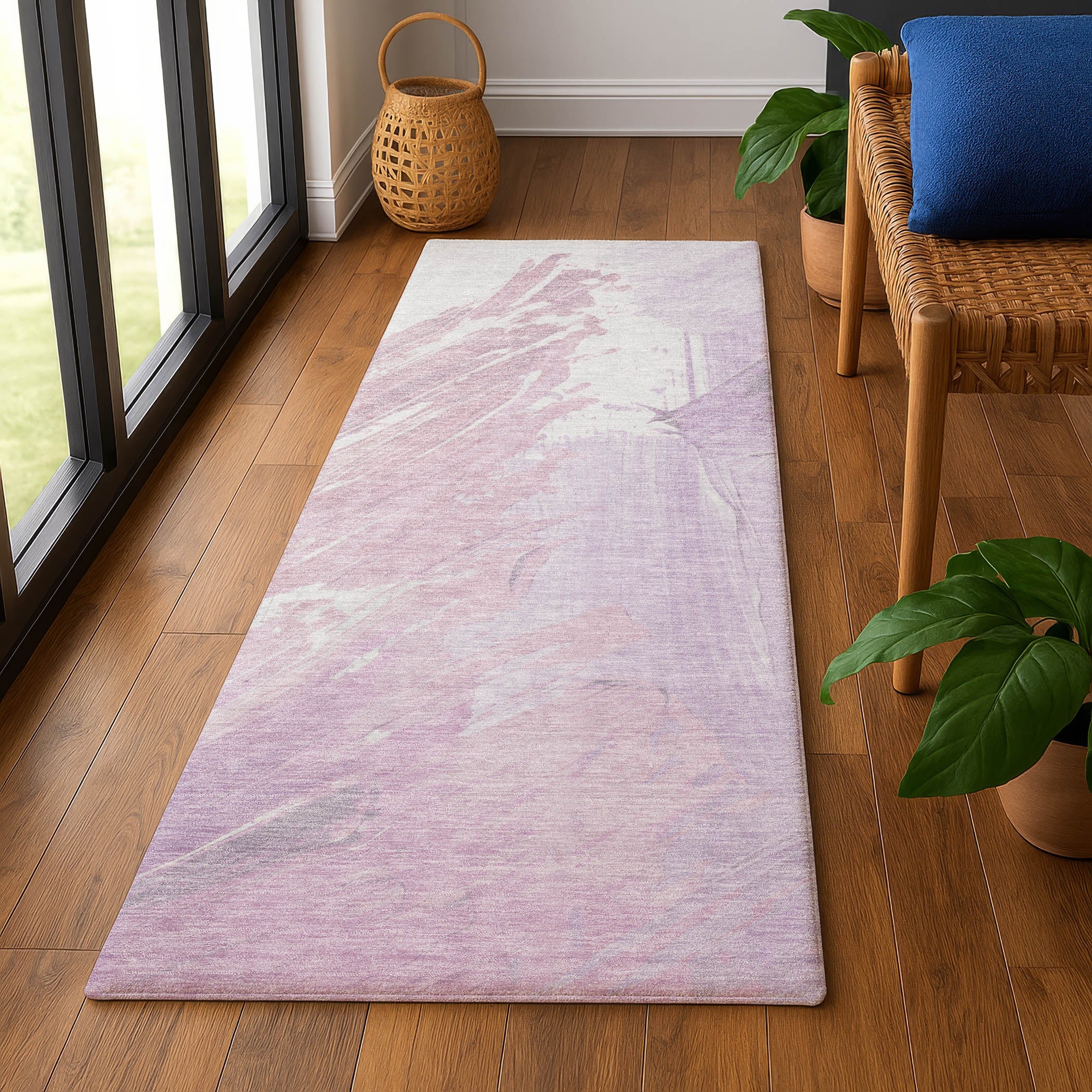 Queenstown Machine Washable Transitional Lavender Purple Rug 2'3" x 7'6" #shape_Runner