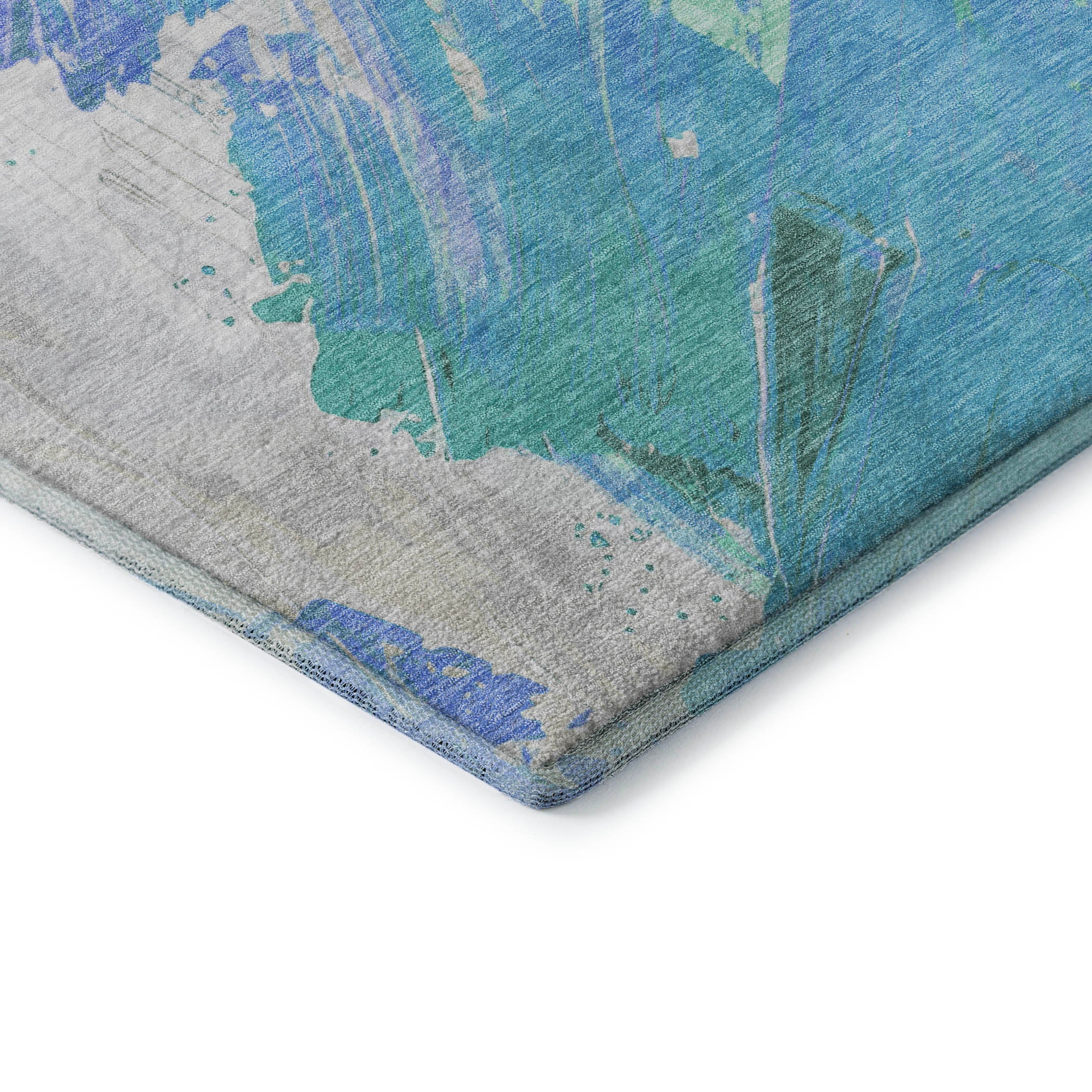 Queenstown Machine Washable Transitional Seafoam Blue Rug 1'8" x 2'6" #shape_Rectangle
