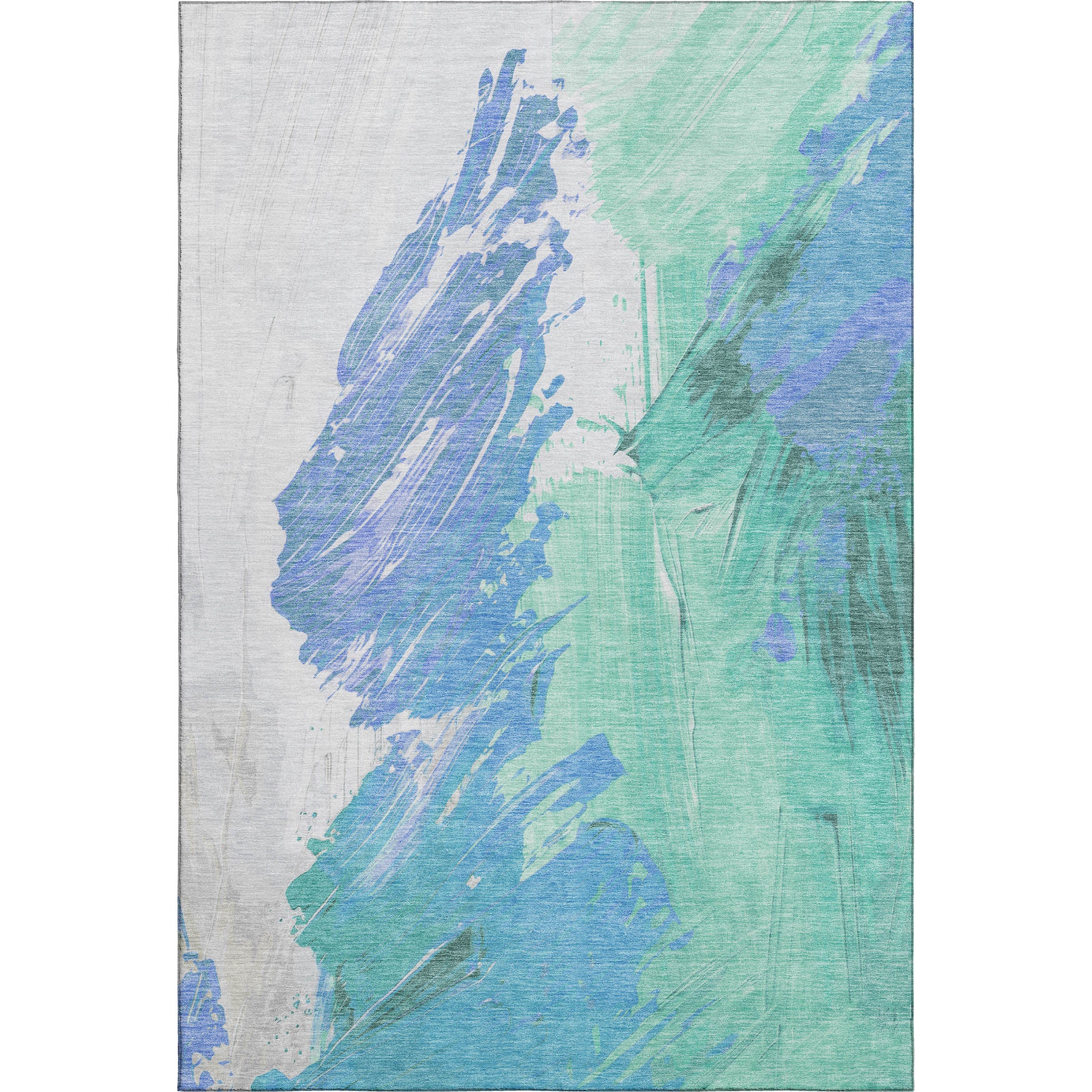 Queenstown Machine Washable Transitional Seafoam Blue Rug 2'6" x 3'10" #shape_Rectangle