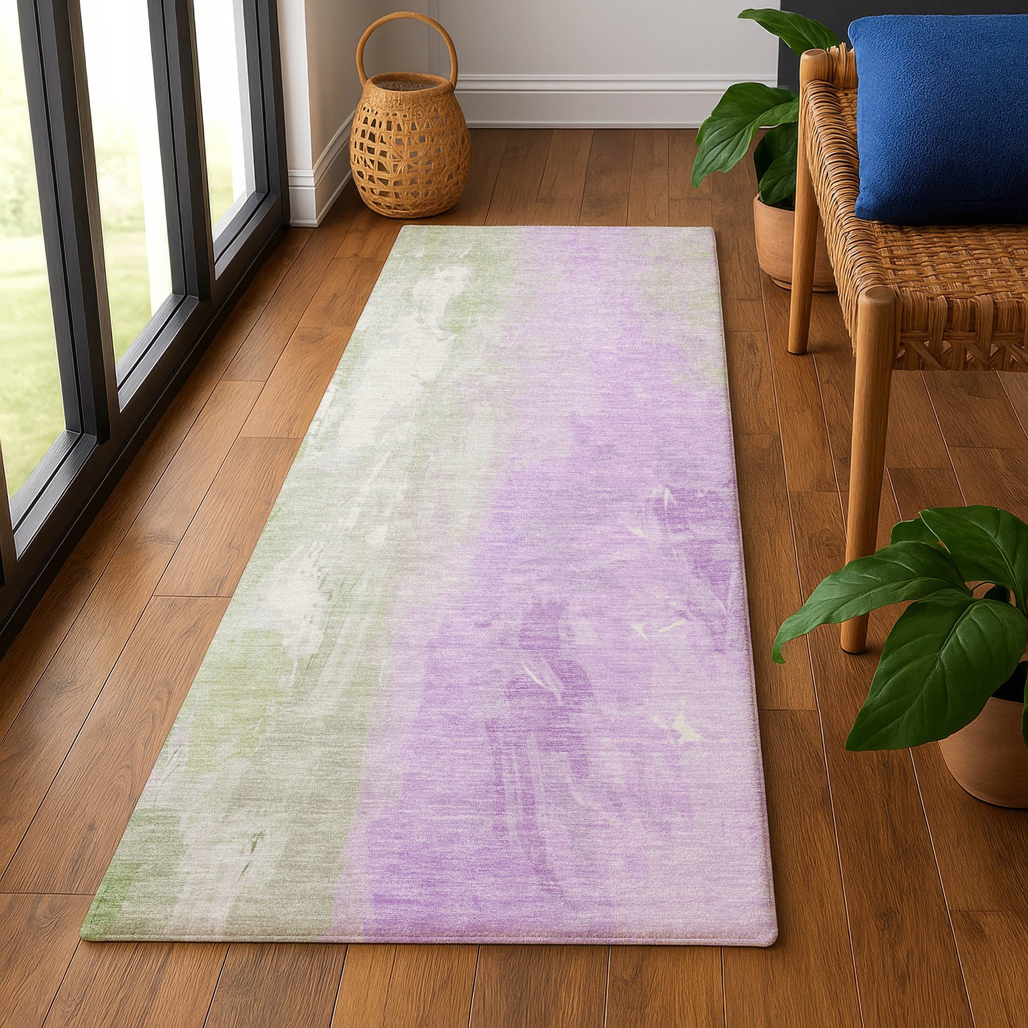 Sarajevo Machine Washable Transitional Aloe Green Rug 2'3" x 7'6" #shape_Runner