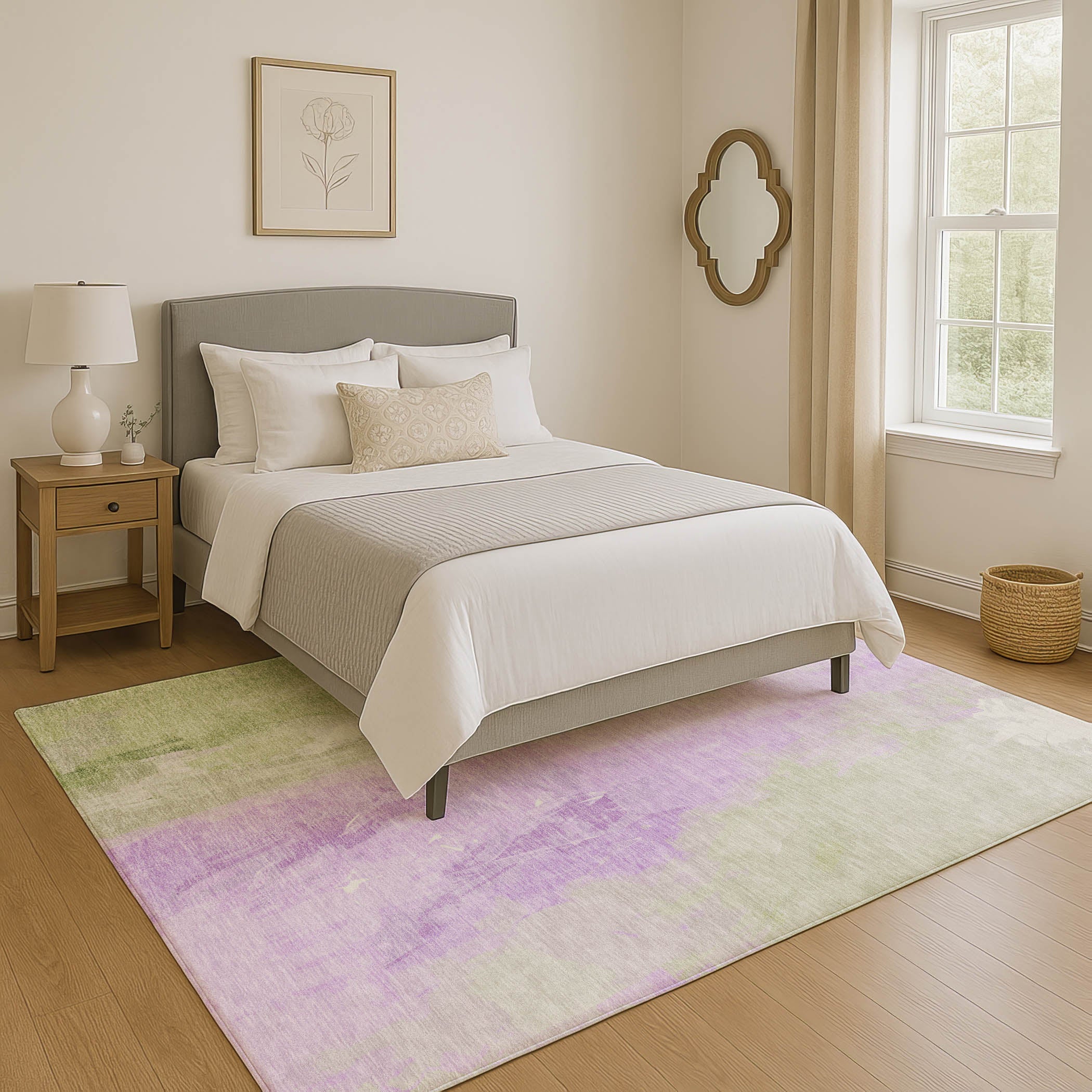 Sarajevo Machine Washable Transitional Aloe Green Rug 2'6" x 3'10" #shape_Rectangle
