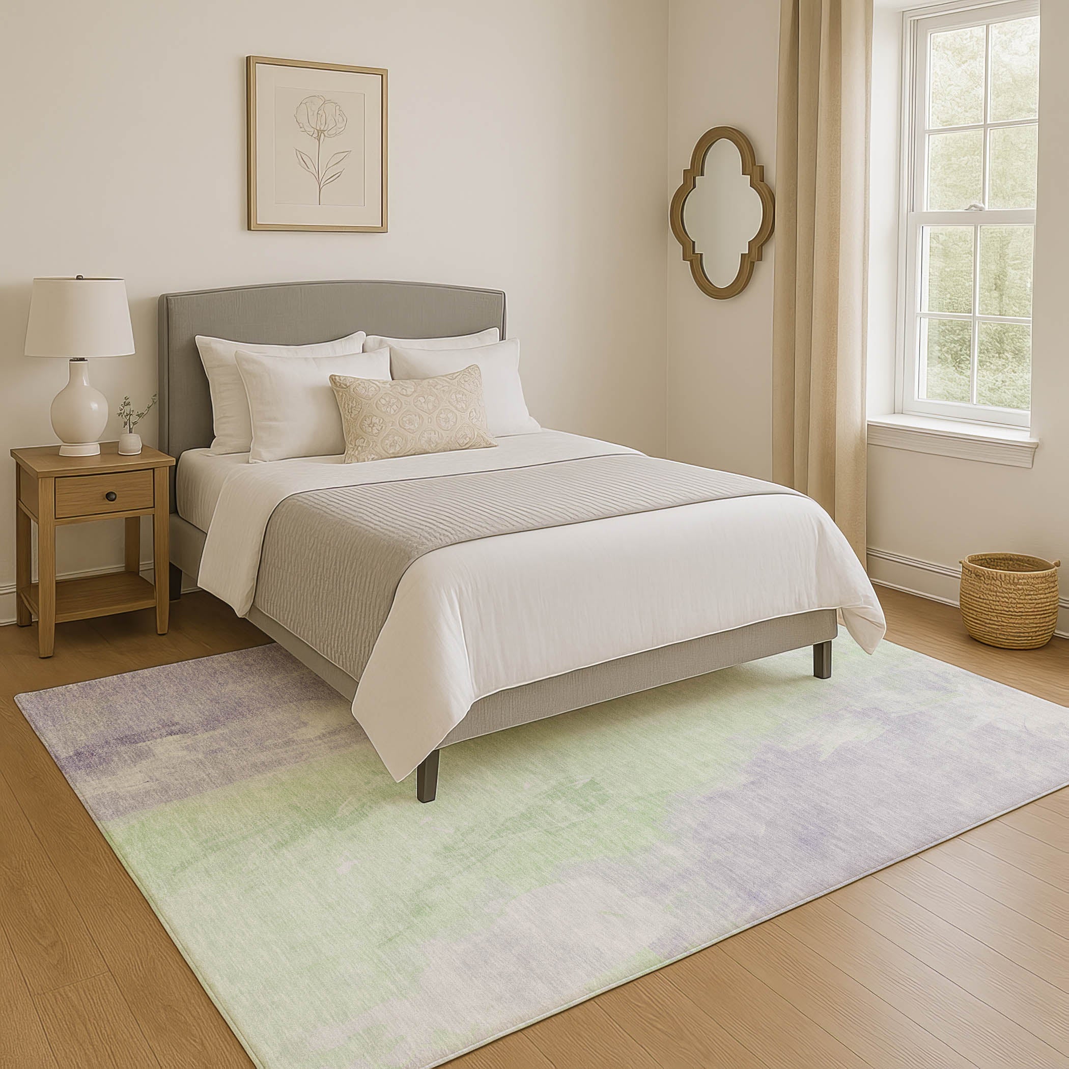 Sarajevo Machine Washable Transitional Lavender Purple Rug 2'6" x 3'10" #shape_Rectangle