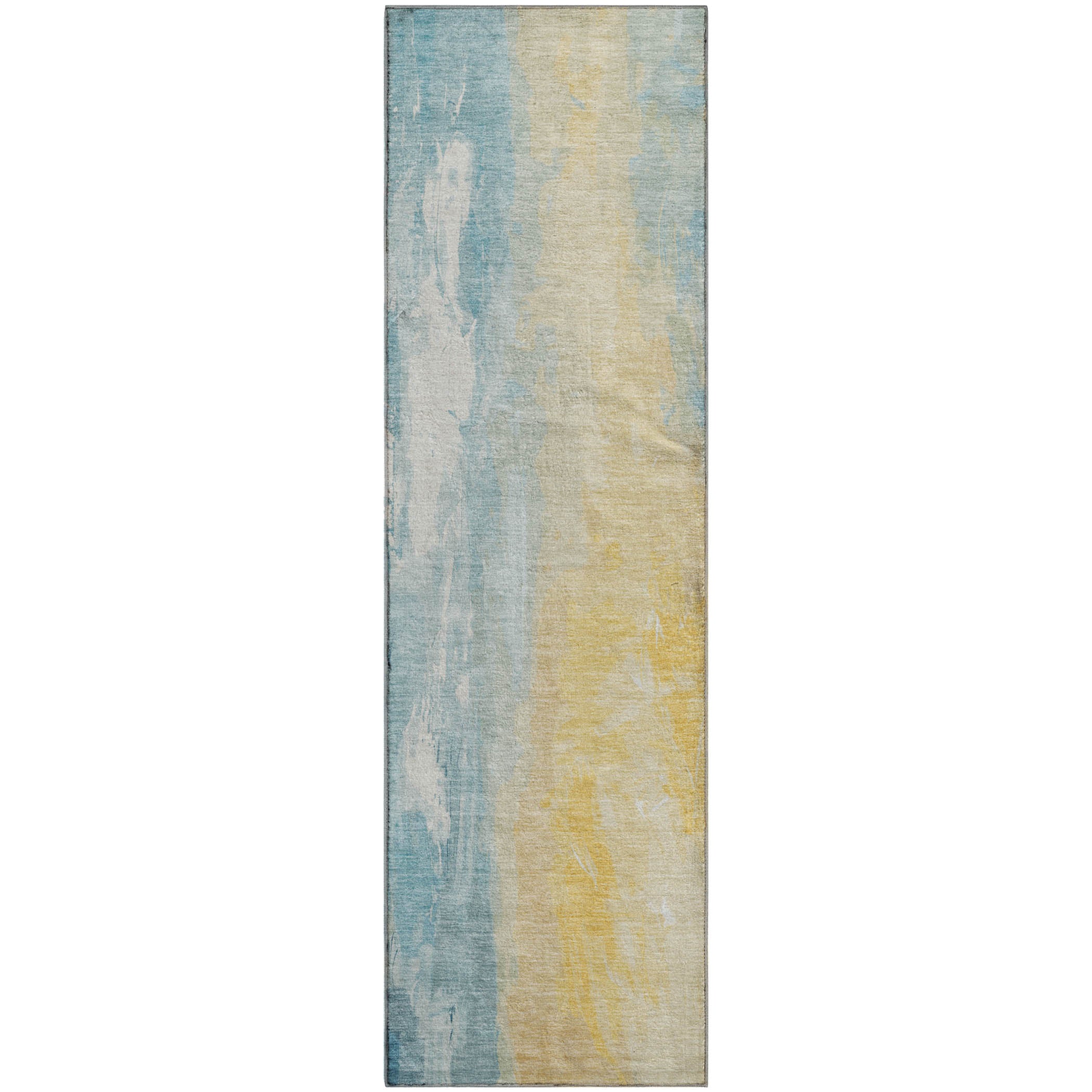 Sarajevo Machine Washable Transitional Teal Rug 2'3" x 7'6" #shape_Runner