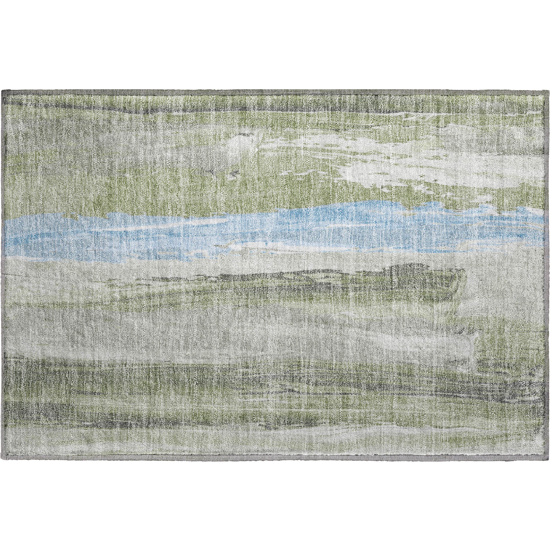 Chiang Mai Machine Washable Transitional Olive Green Rug 1'8" x 2'6" #shape_Rectangle
