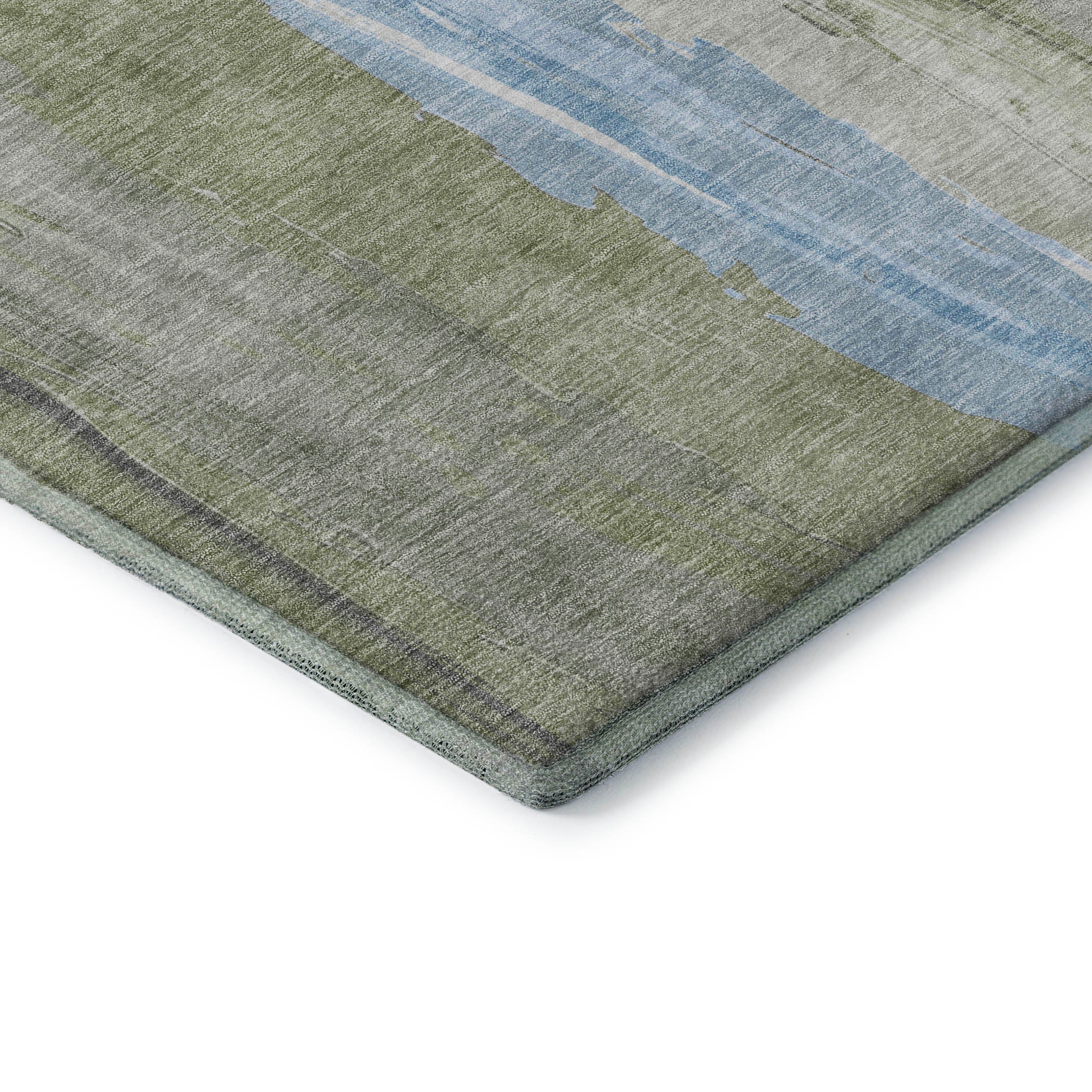Chiang Mai Machine Washable Transitional Olive Green Rug 1'8" x 2'6" #shape_Rectangle