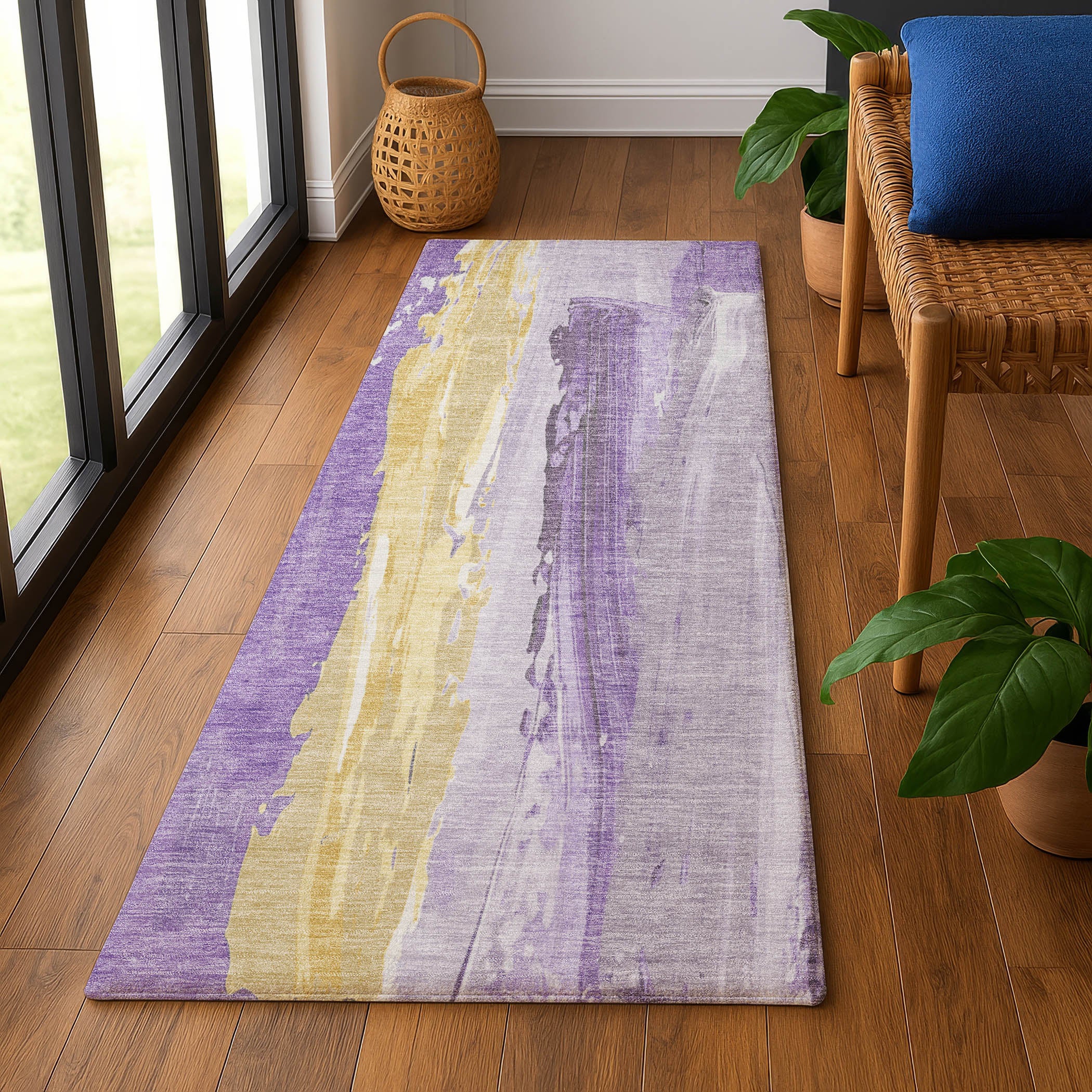 Chiang Mai Machine Washable Transitional Purple Rug 2'3" x 7'6" #shape_Runner