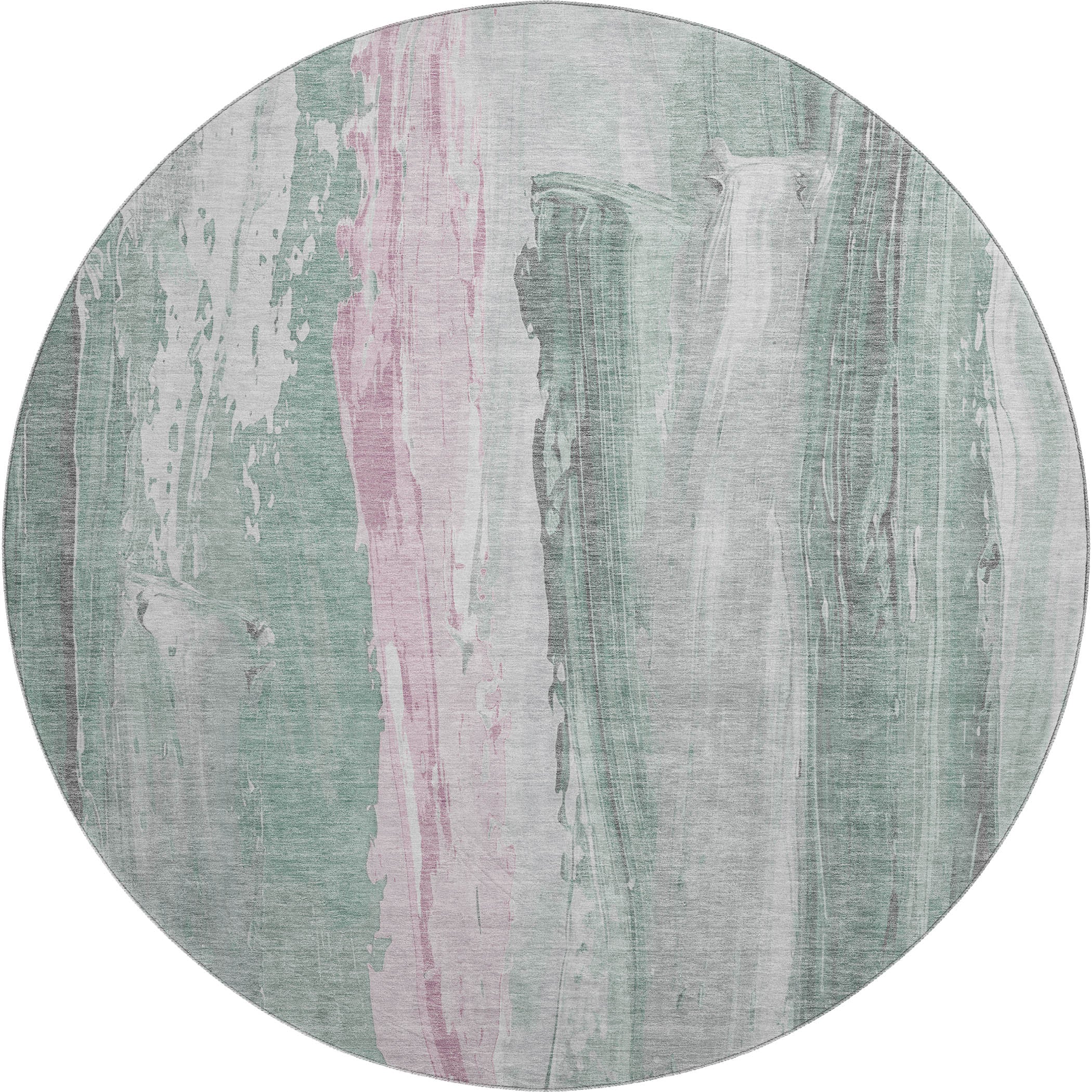 Chiang Mai Machine Washable Transitional Sage Green Rug 8' x 8' #shape_Round