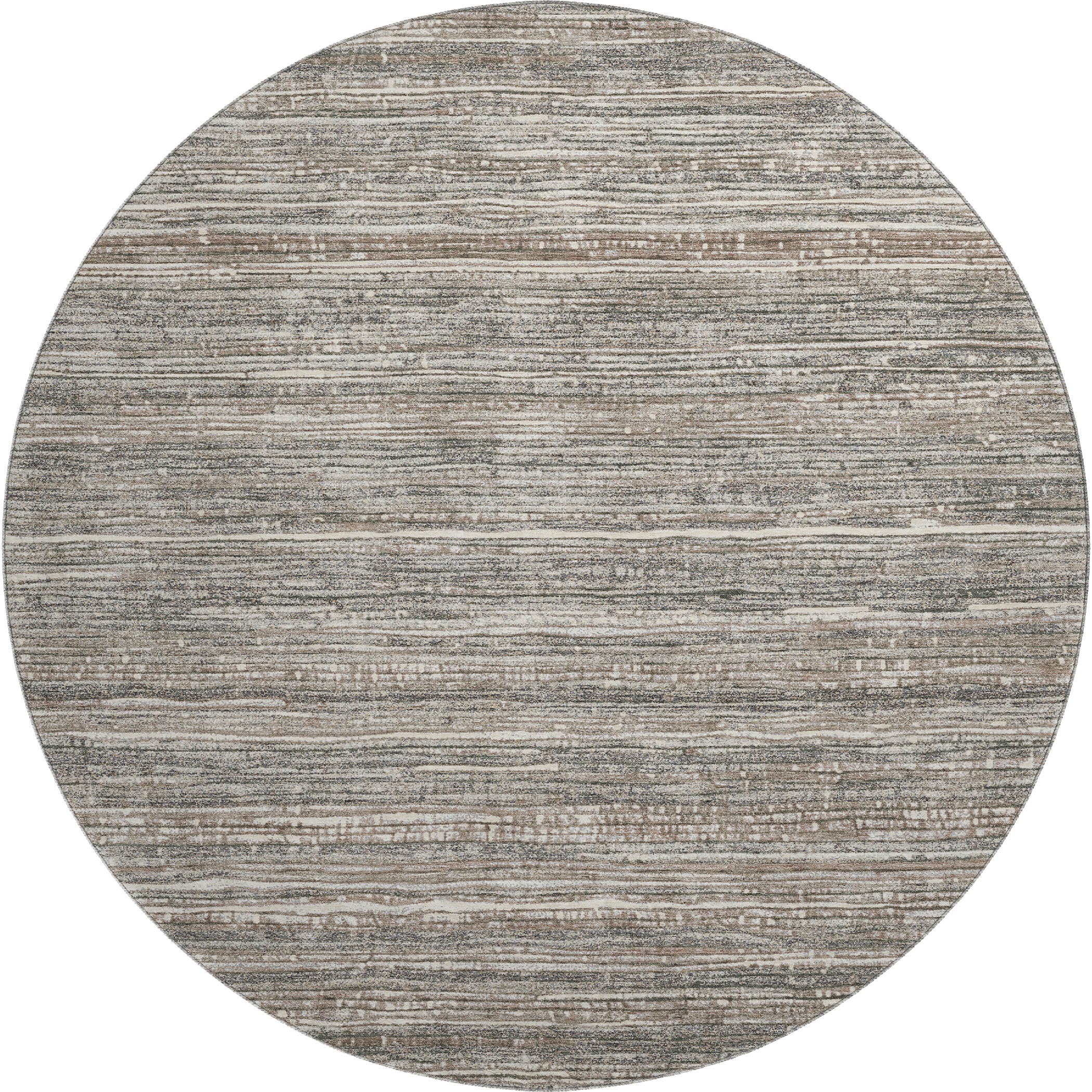 Kathmandu Machine Washable Transitional Beige Brown Rug 8' x 8' #shape_Round