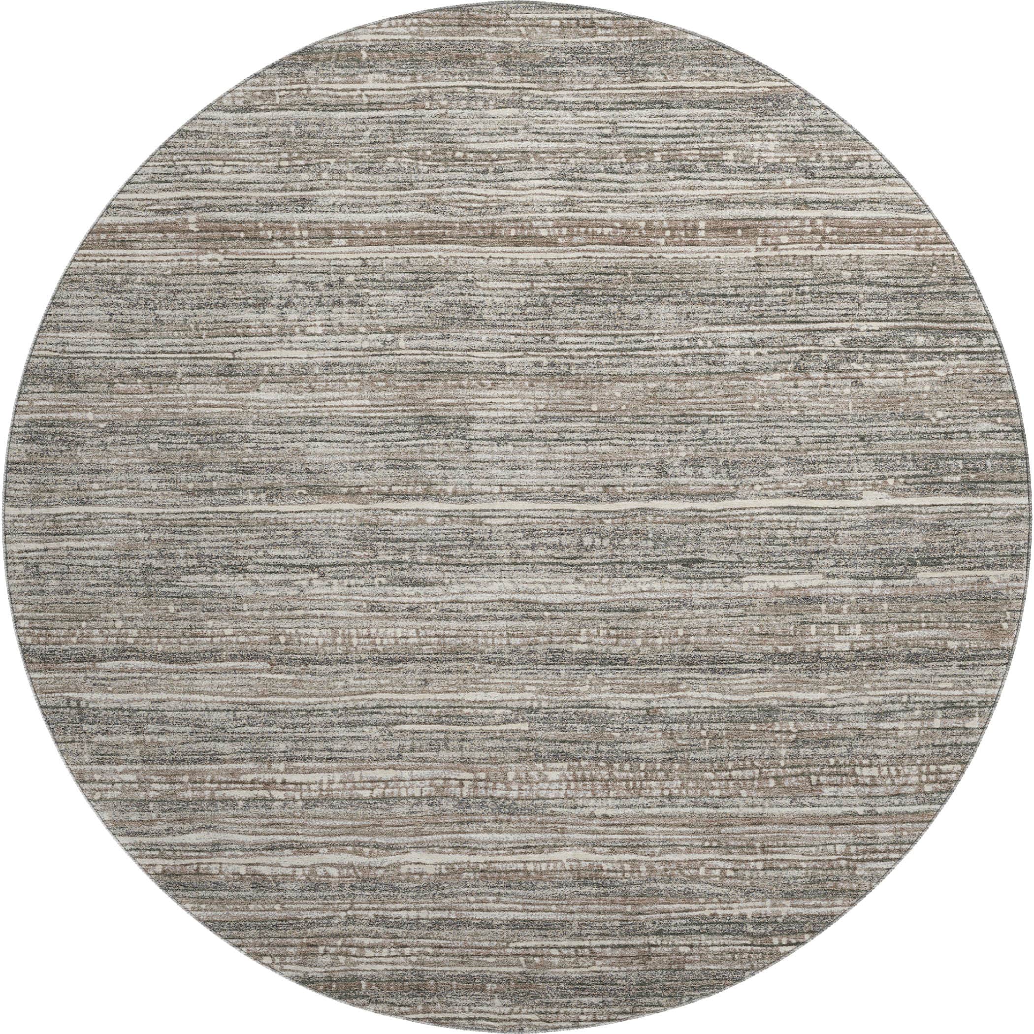 Kathmandu Machine Washable Transitional Beige Brown Rug 8' x 8' #shape_Round
