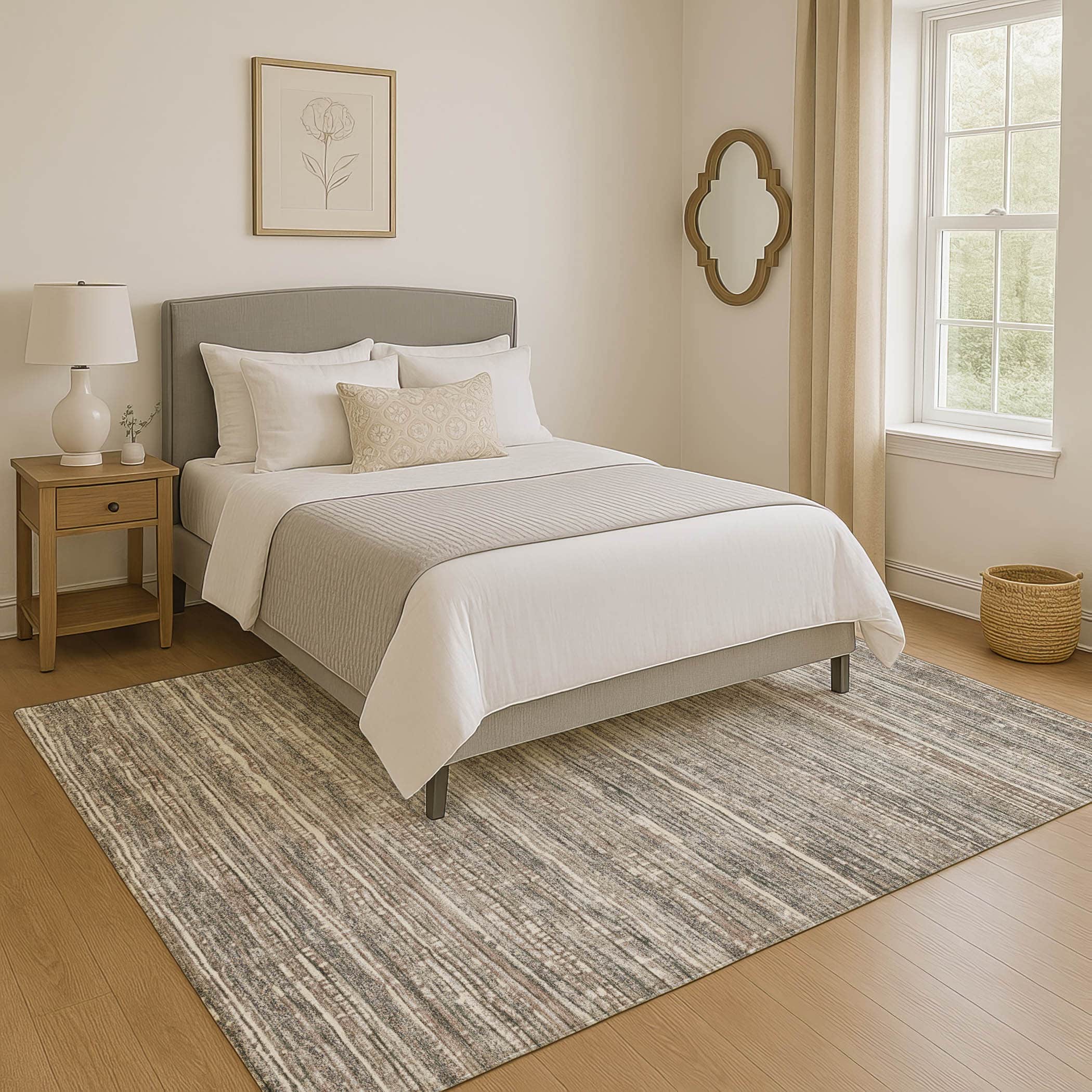 Kathmandu Machine Washable Transitional Beige Brown Rug 2'6" x 3'10" #shape_Rectangle