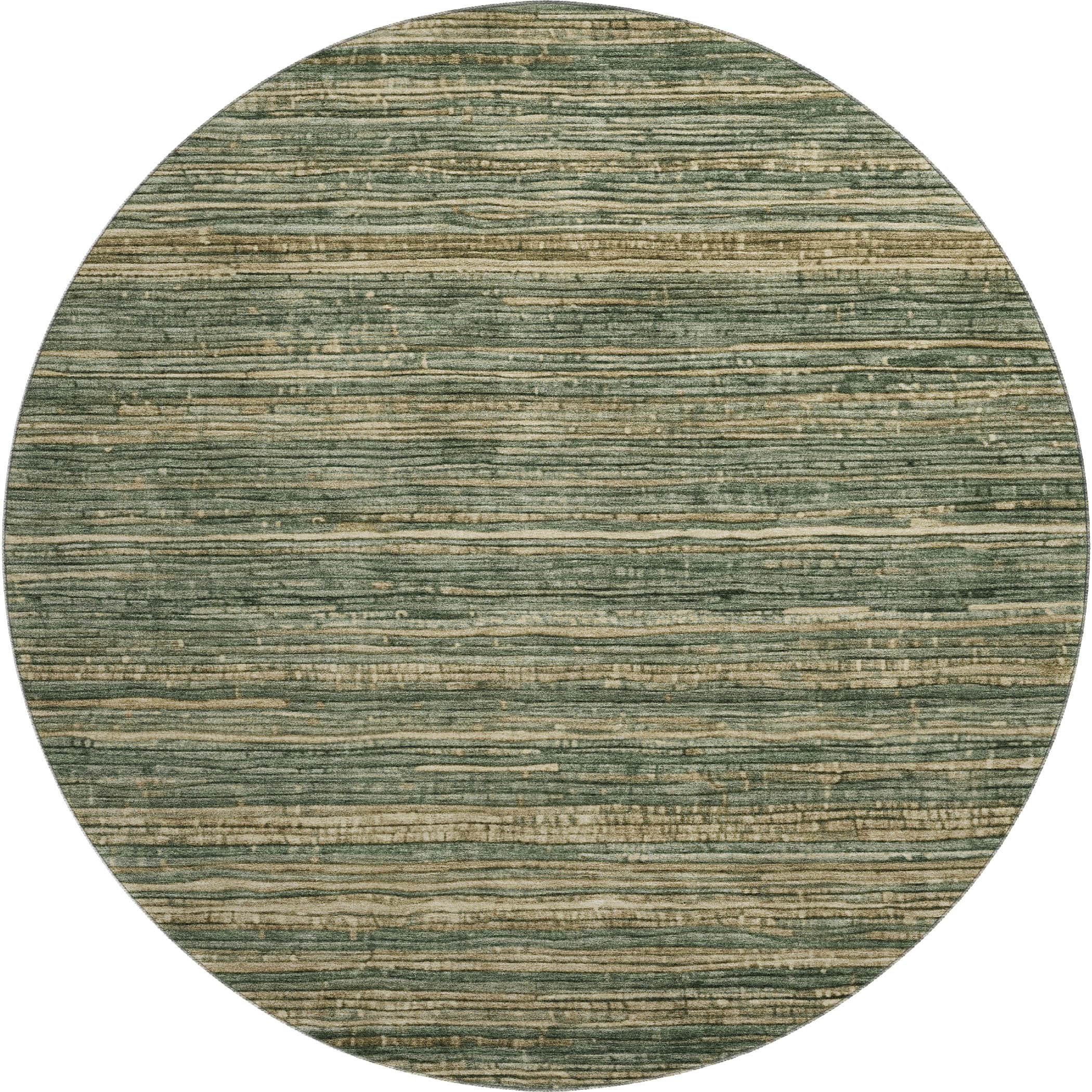 Kathmandu Machine Washable Transitional Fern Green Rug 8' x 8' #shape_Round