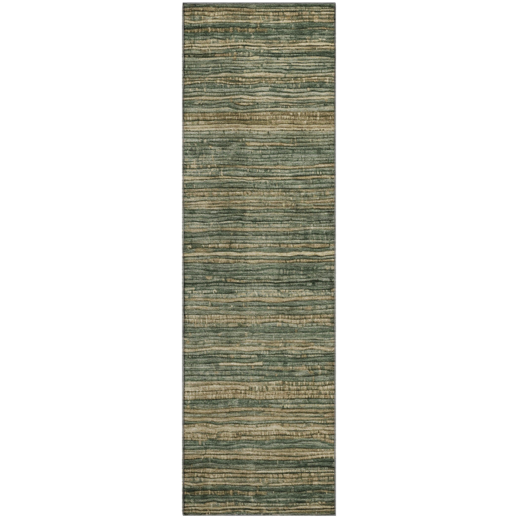 Kathmandu Machine Washable Transitional Fern Green Rug 2'3" x 7'6" #shape_Runner