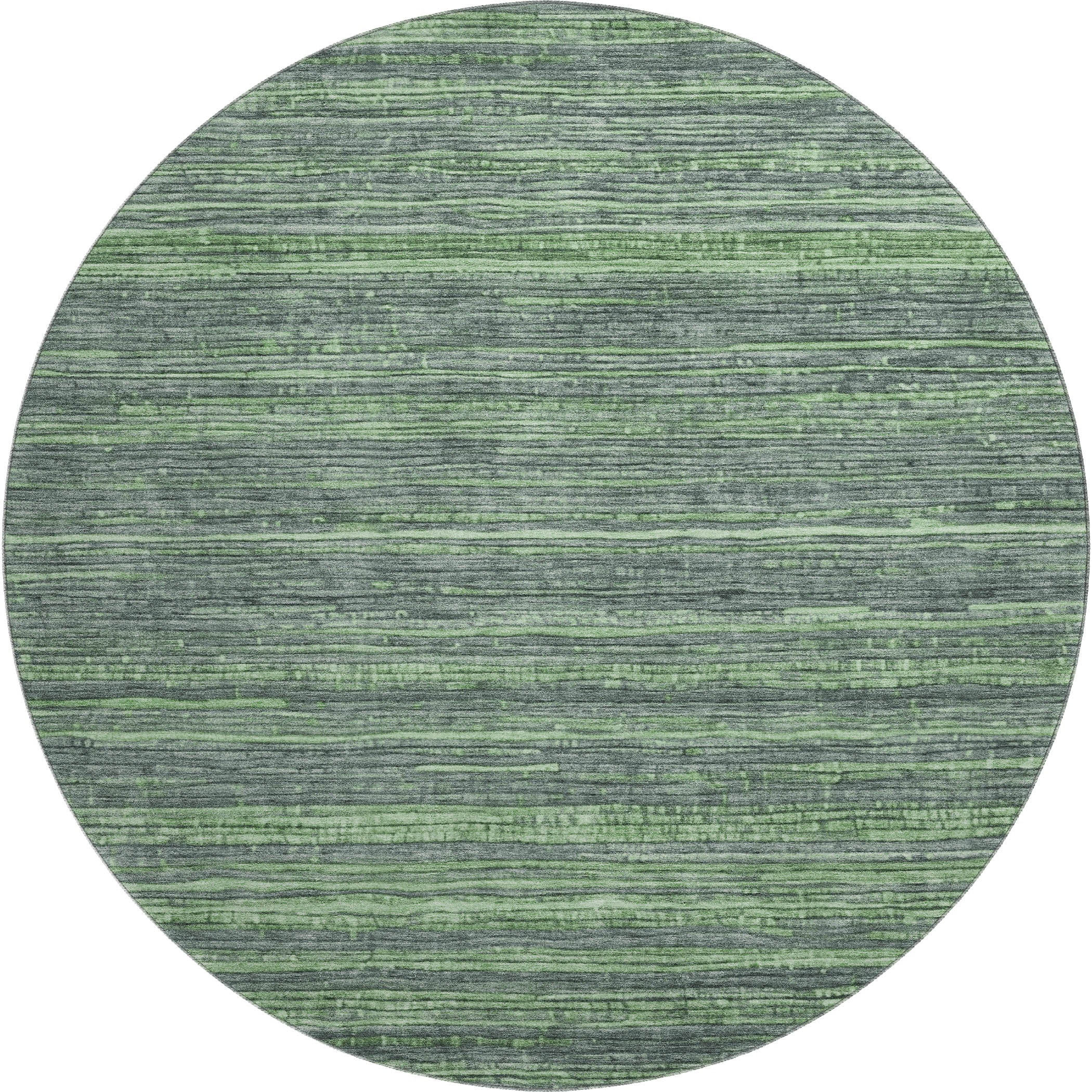 Kathmandu Machine Washable Transitional Green Rug 8' x 8' #shape_Round