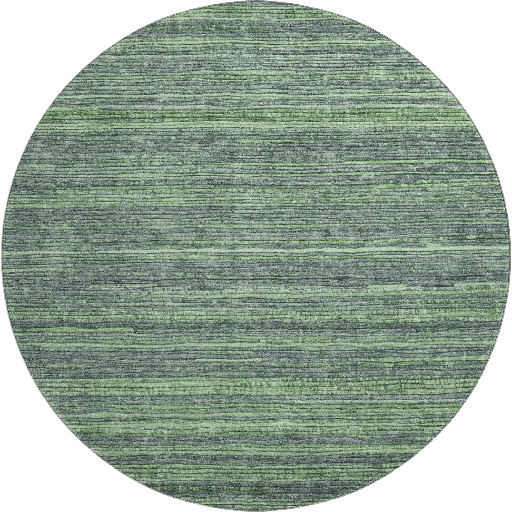 Kathmandu Machine Washable Transitional Green Rug 8' x 8' #shape_Round