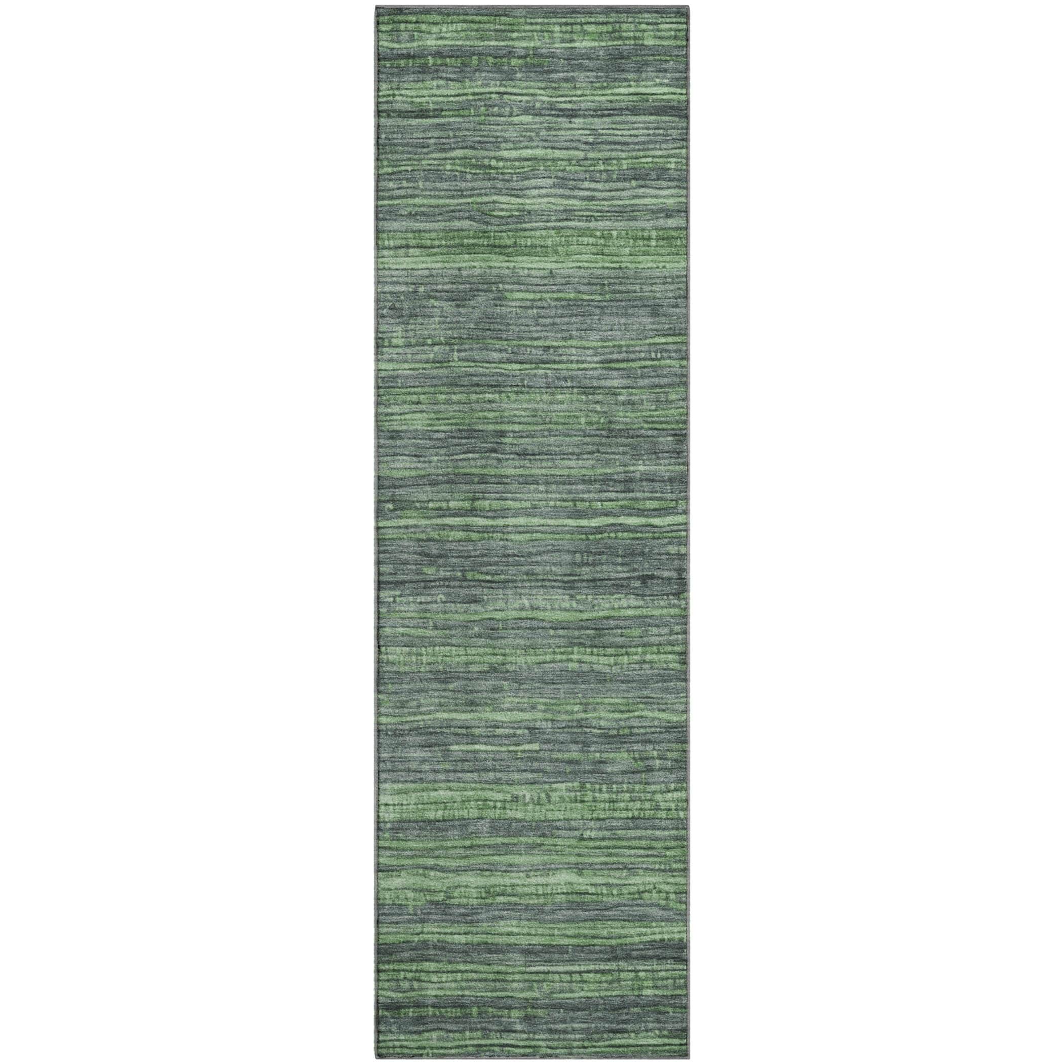 Kathmandu Machine Washable Transitional Green Rug 2'3" x 7'6" #shape_Runner
