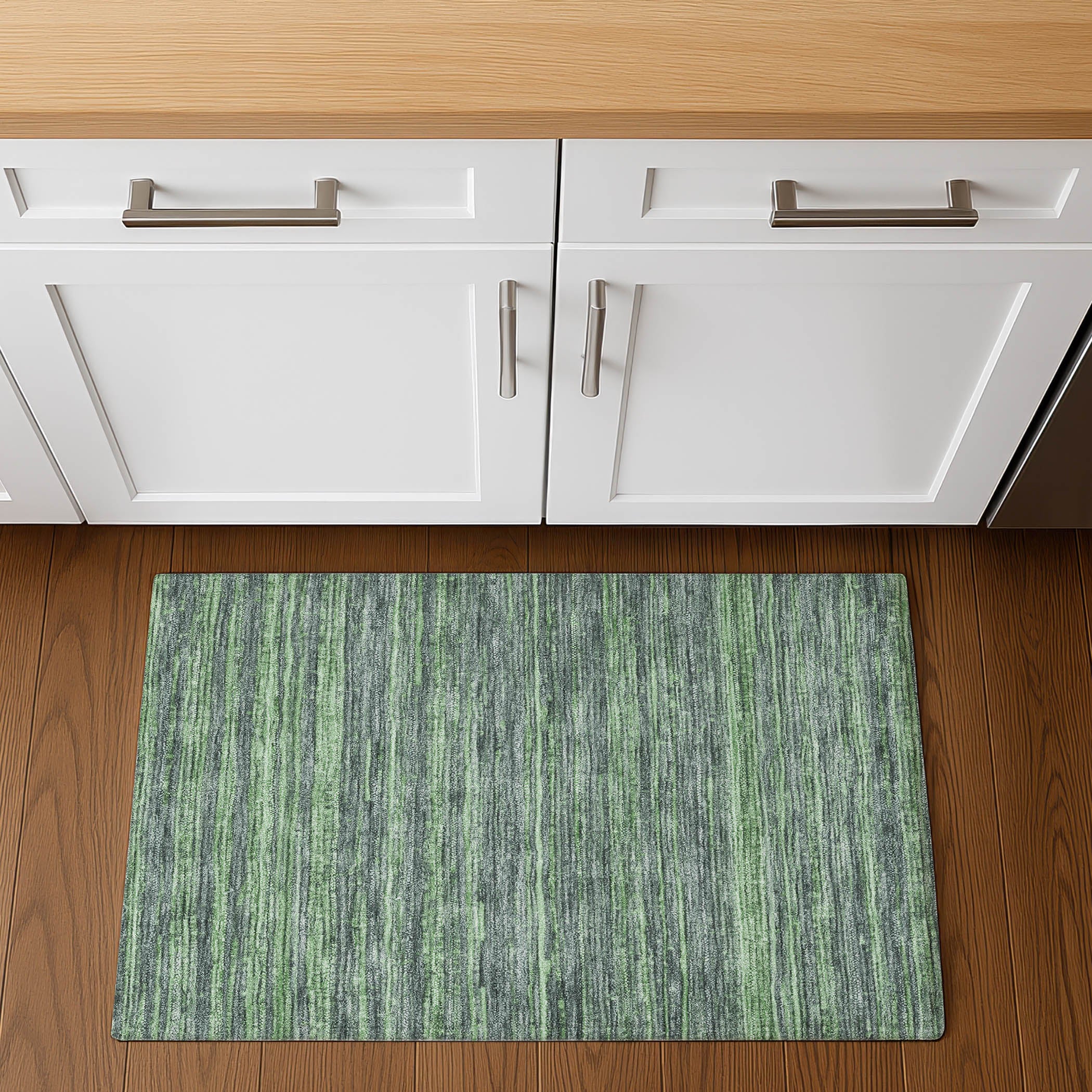 Kathmandu Machine Washable Transitional Green Rug 1'8" x 2'6" #shape_Rectangle