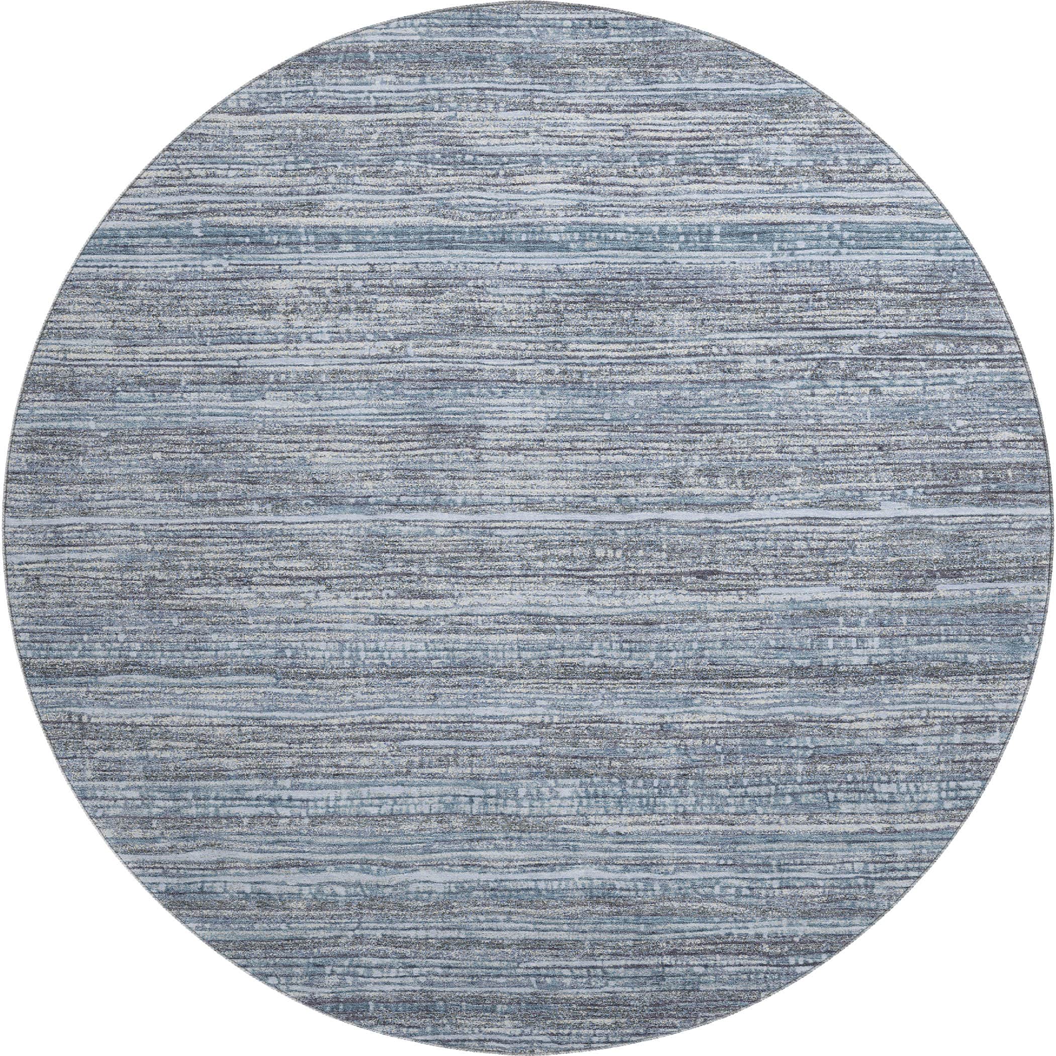 Kathmandu Machine Washable Transitional Sky Blue Rug 8' x 8' #shape_Round