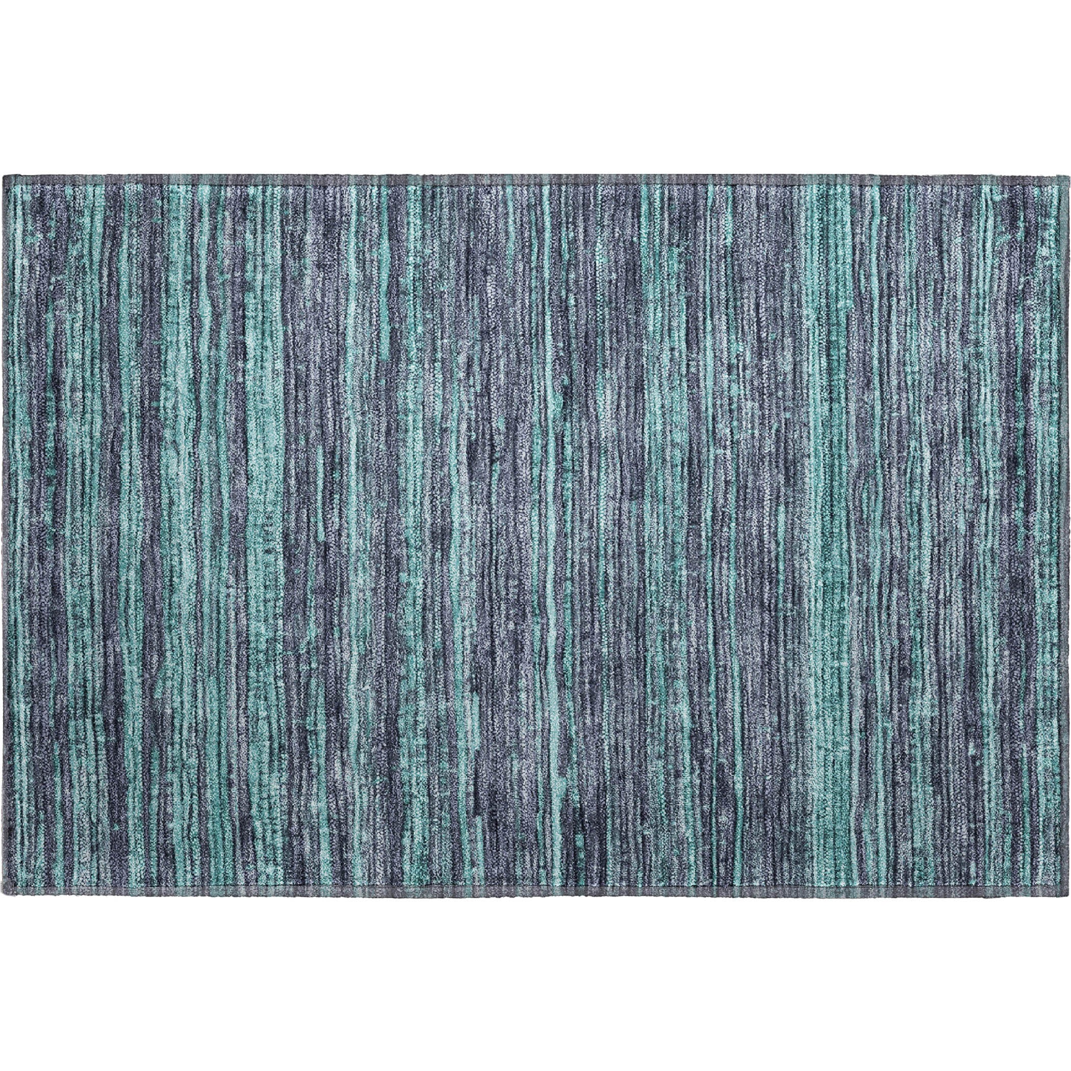 Kathmandu Machine Washable Transitional Teal Rug 1'8" x 2'6" #shape_Rectangle