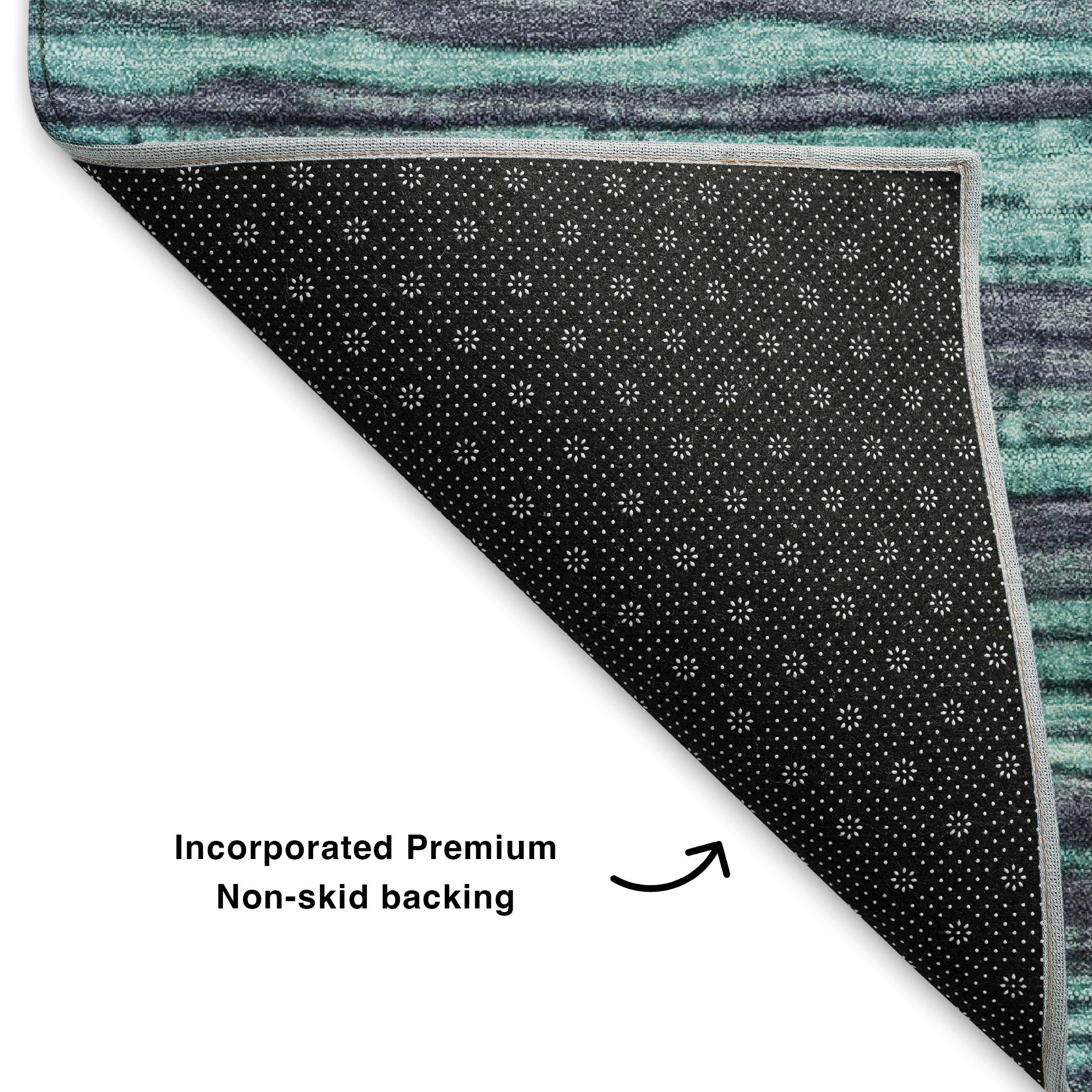 Kathmandu Machine Washable Transitional Teal Rug 1'8" x 2'6" #shape_Rectangle