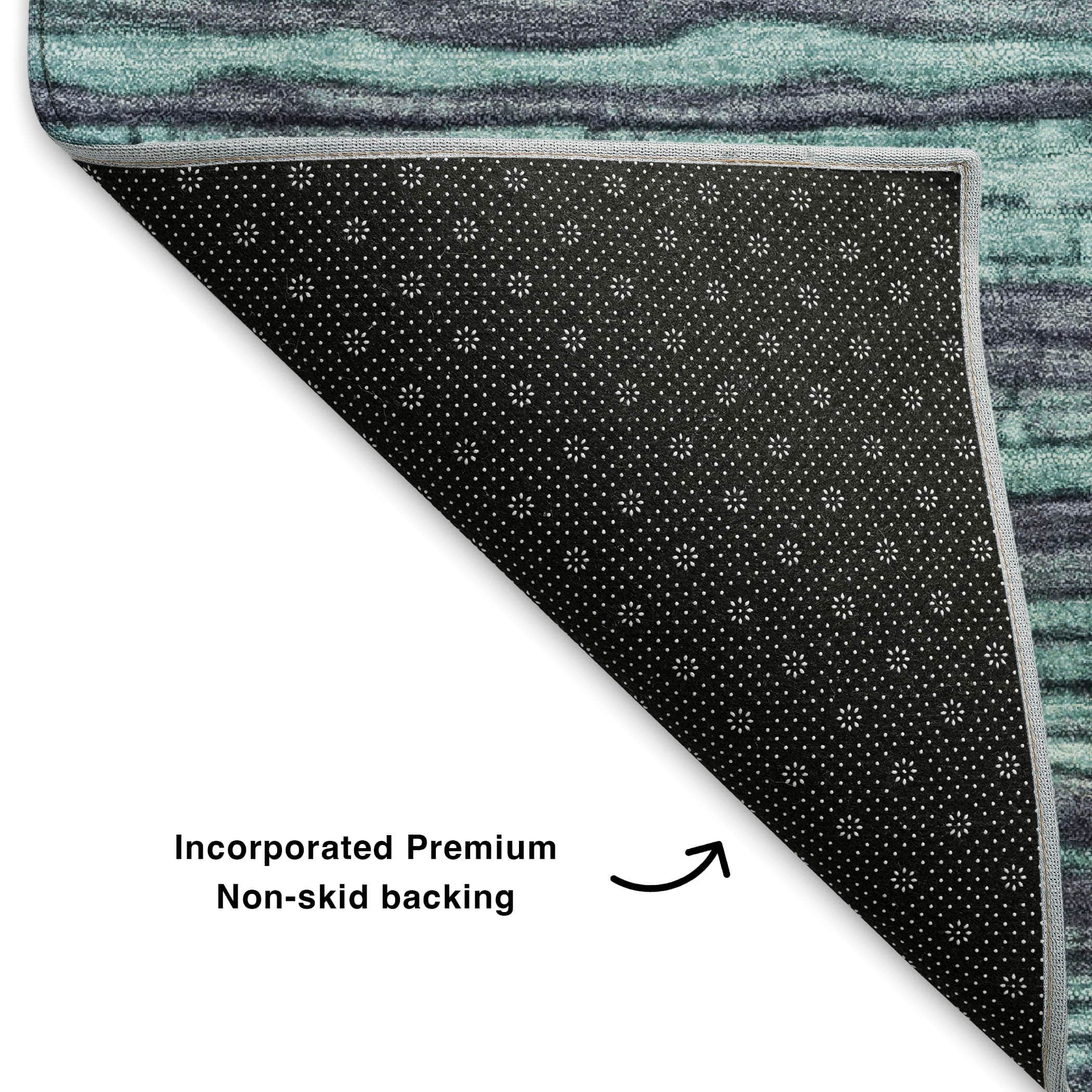 Kathmandu Machine Washable Transitional Teal Rug 1'8" x 2'6" #shape_Rectangle