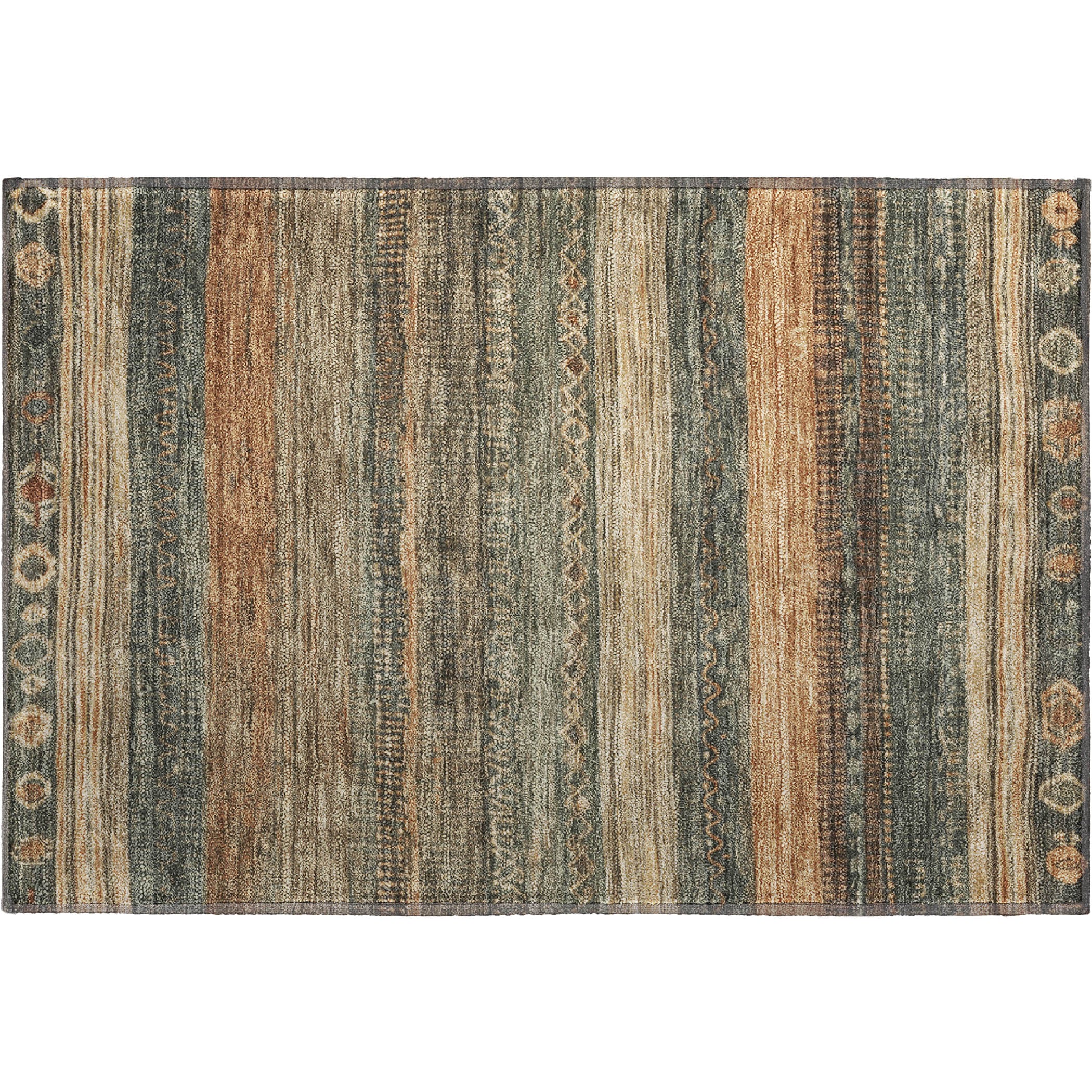 Oaxaca Machine Washable Transitional Fern Green Rug 1'8" x 2'6" #shape_Rectangle