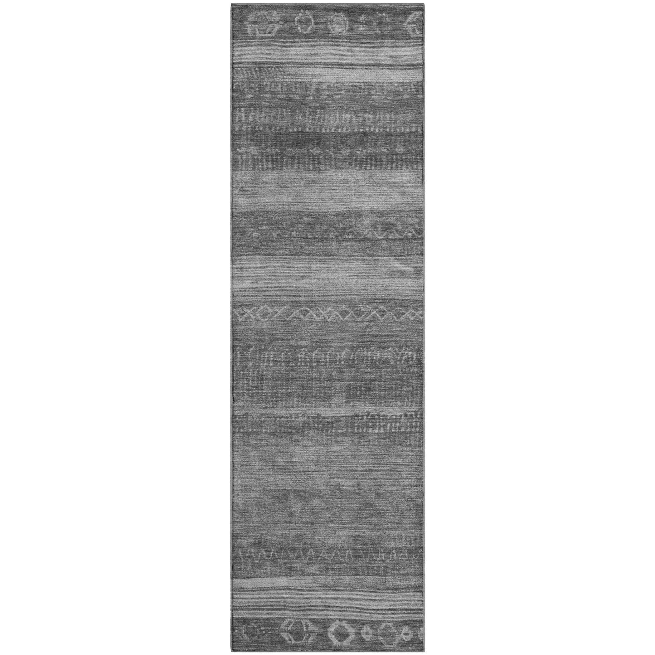 Oaxaca Machine Washable Transitional Gray Rug 2'3" x 7'6" #shape_Runner