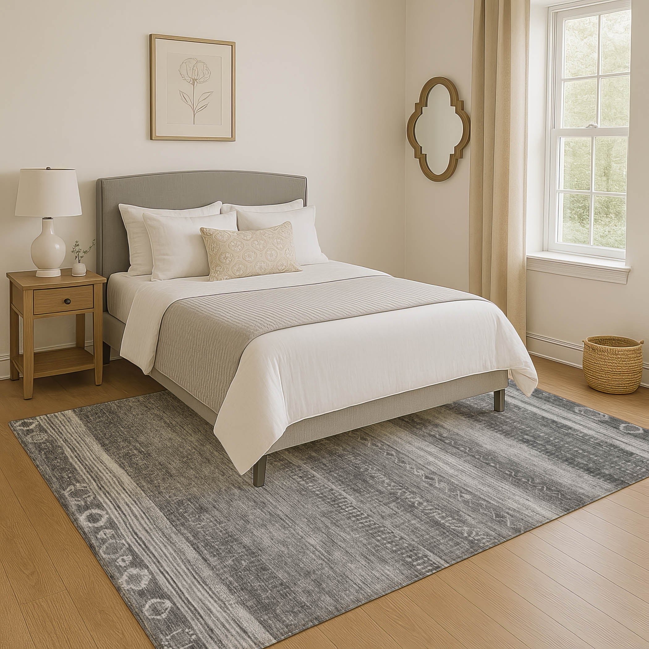 Oaxaca Machine Washable Transitional Gray Rug 2'6" x 3'10" #shape_Rectangle