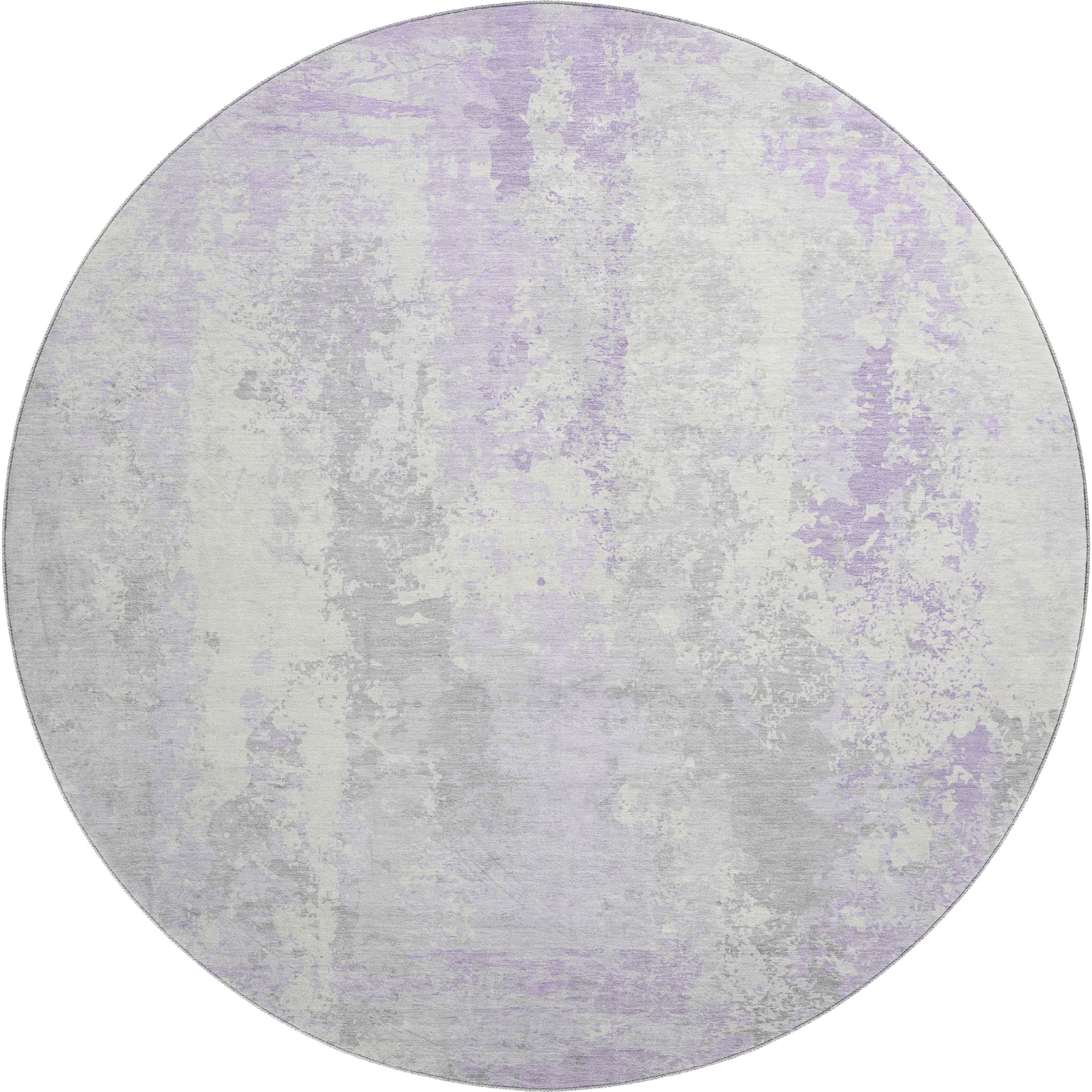 Zanzibar Machine Washable Transitional Lavender Purple Rug 8' x 8' #shape_Round